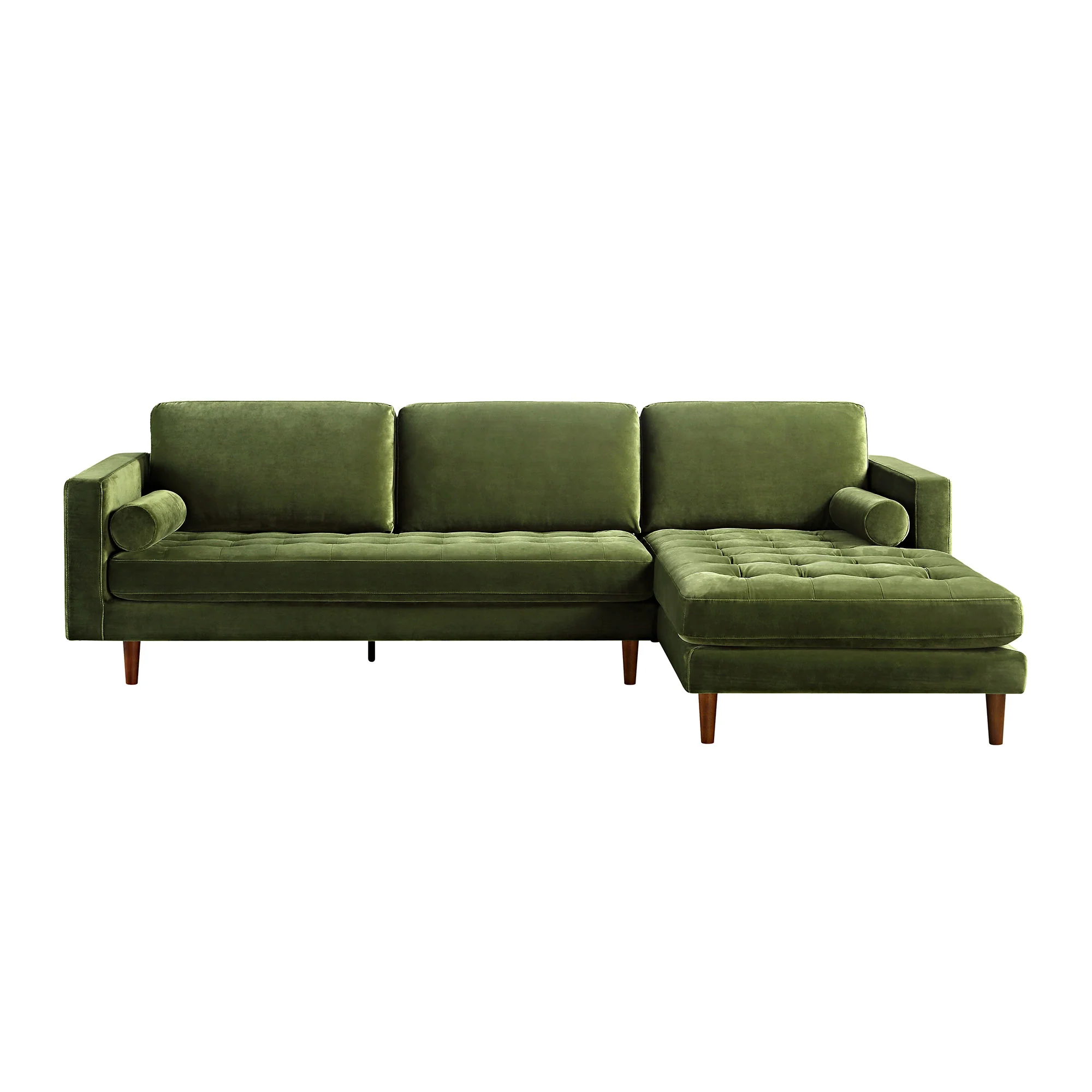 Henrietta Moss Green Velvet Grand 4-Seater Chaise End Sofa, Right Hand Facing - Image 5