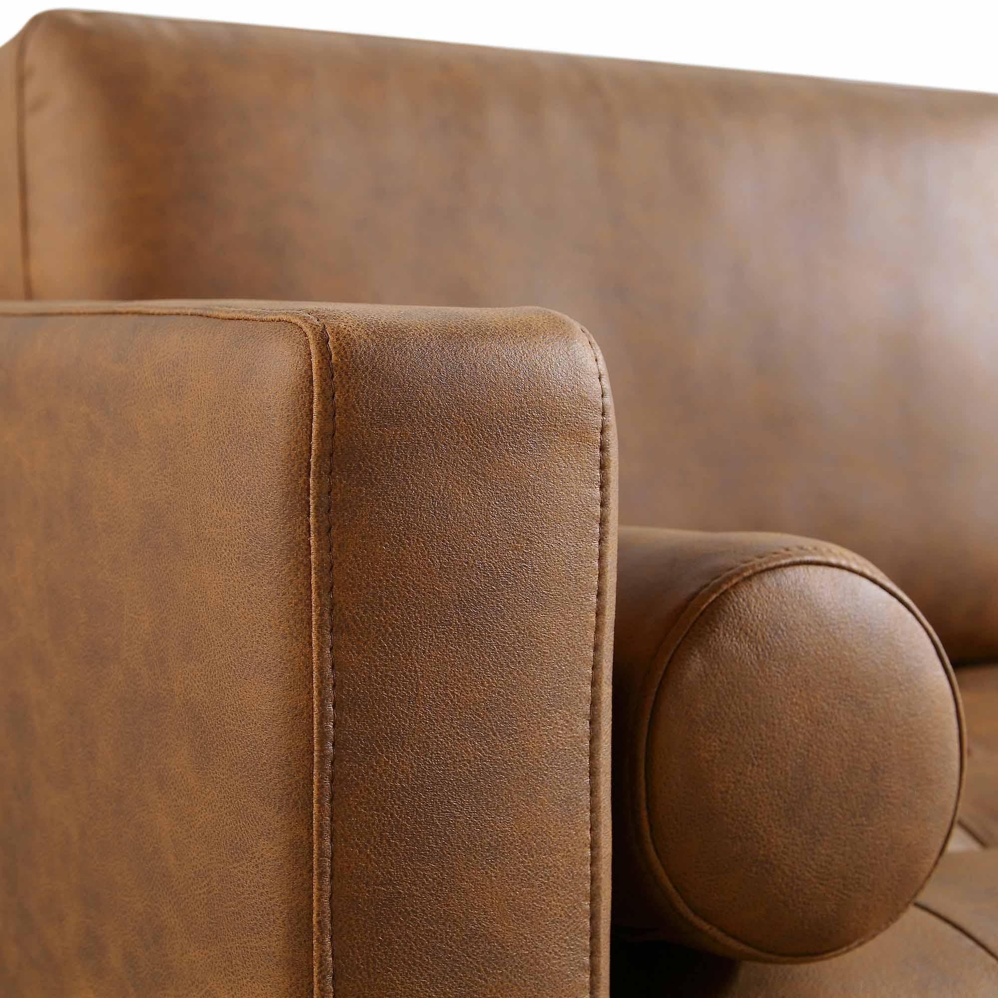 Henrietta Tan Faux Suede Grand 4-Seater Chaise End Sofa, Right Hand Facing - Image 13