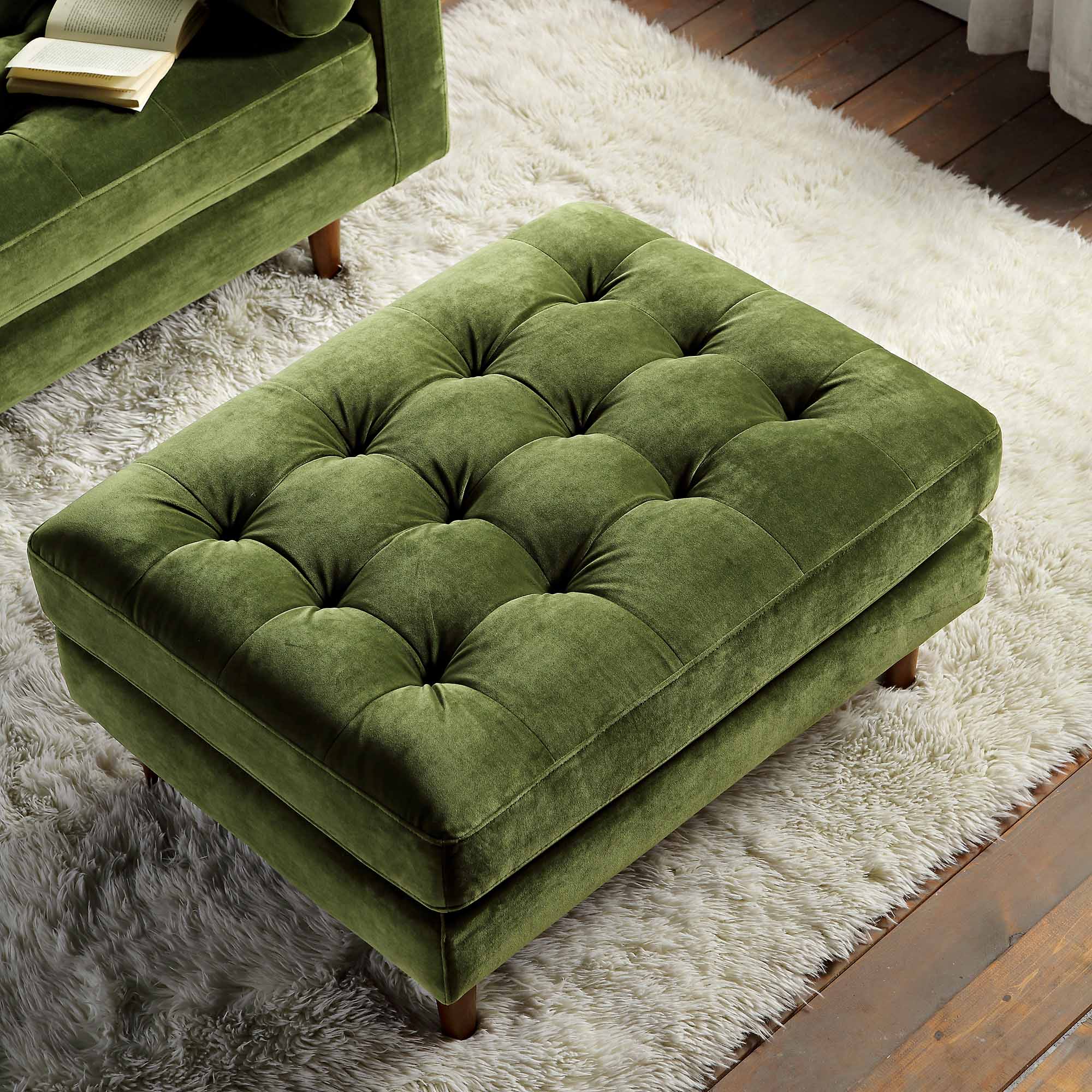 Henrietta Ottoman, Moss Green Velvet - Image 2