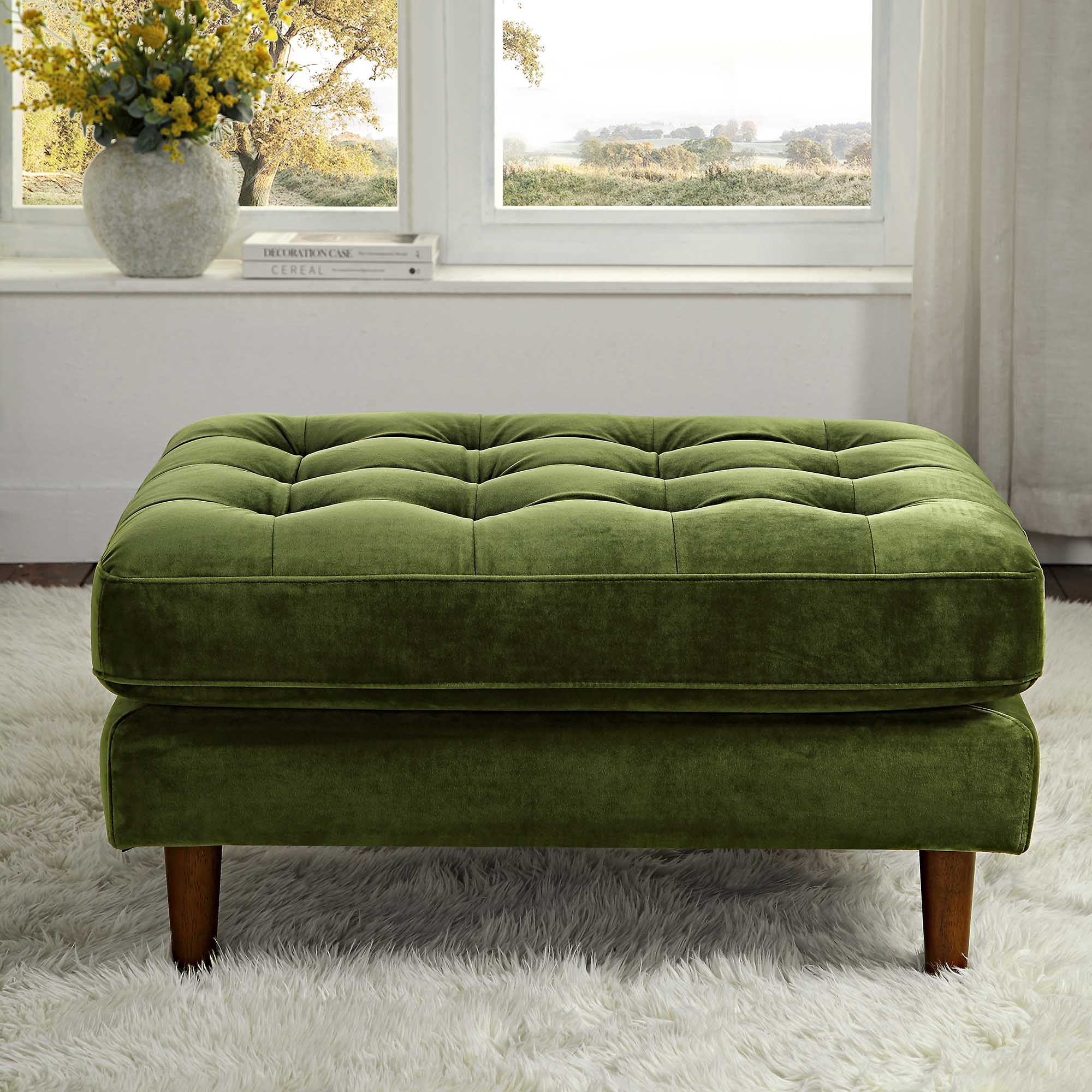Henrietta Ottoman, Moss Green Velvet - Image 3