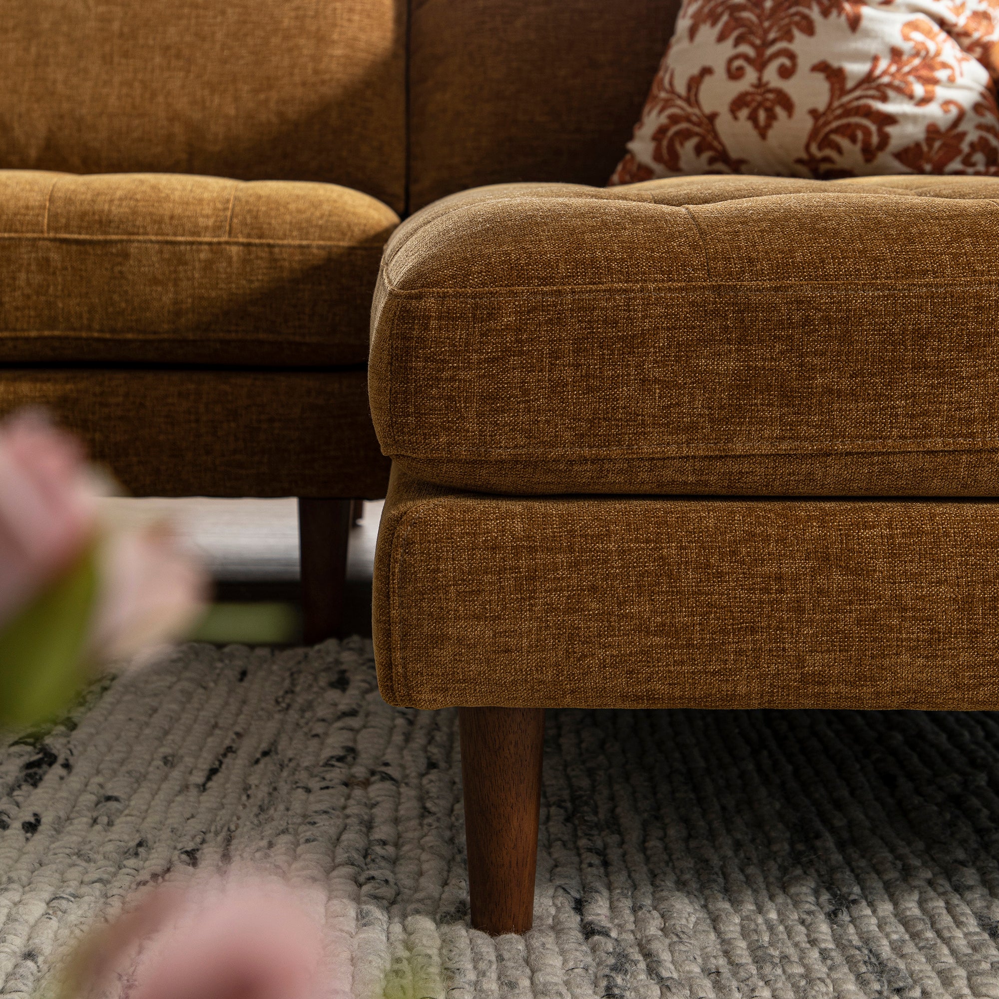 Henrietta Spiced Honey Chenille Grand 4-Seater Chaise End Sofa, Right Hand Facing - Image 6