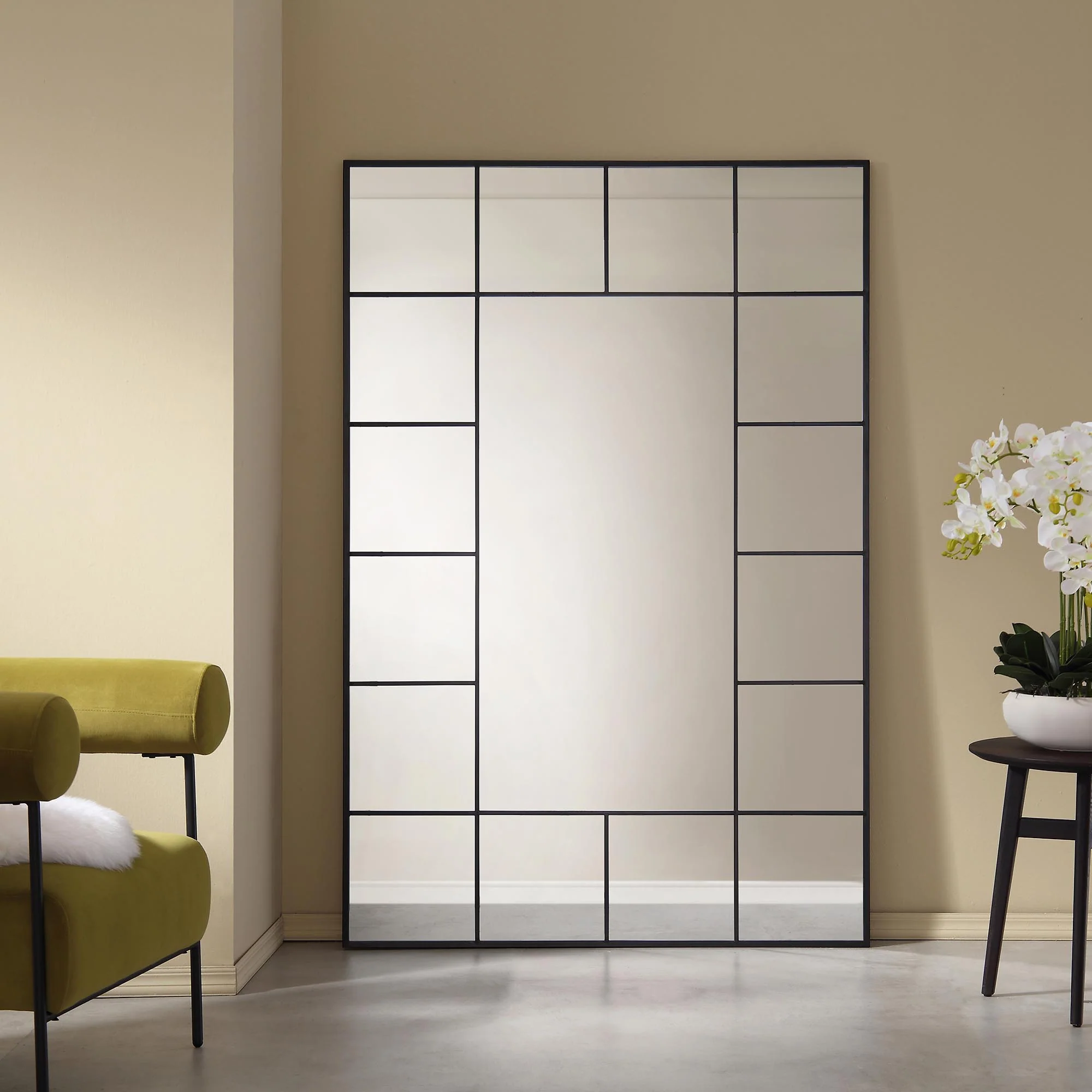 Herbert Full Length Metal Frame Window Mirror 180 x 120 cm, Black - Image 2