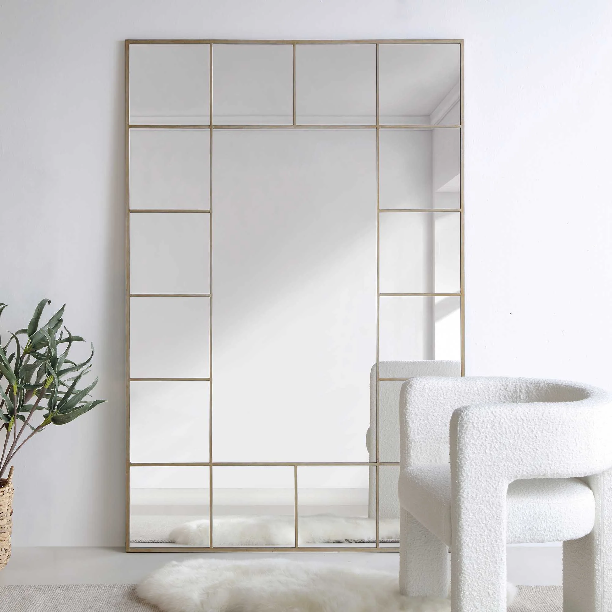 Herbert Full Length Metal Frame Window Mirror 180 x 120 cm, Antique Silver Effect - Image 2