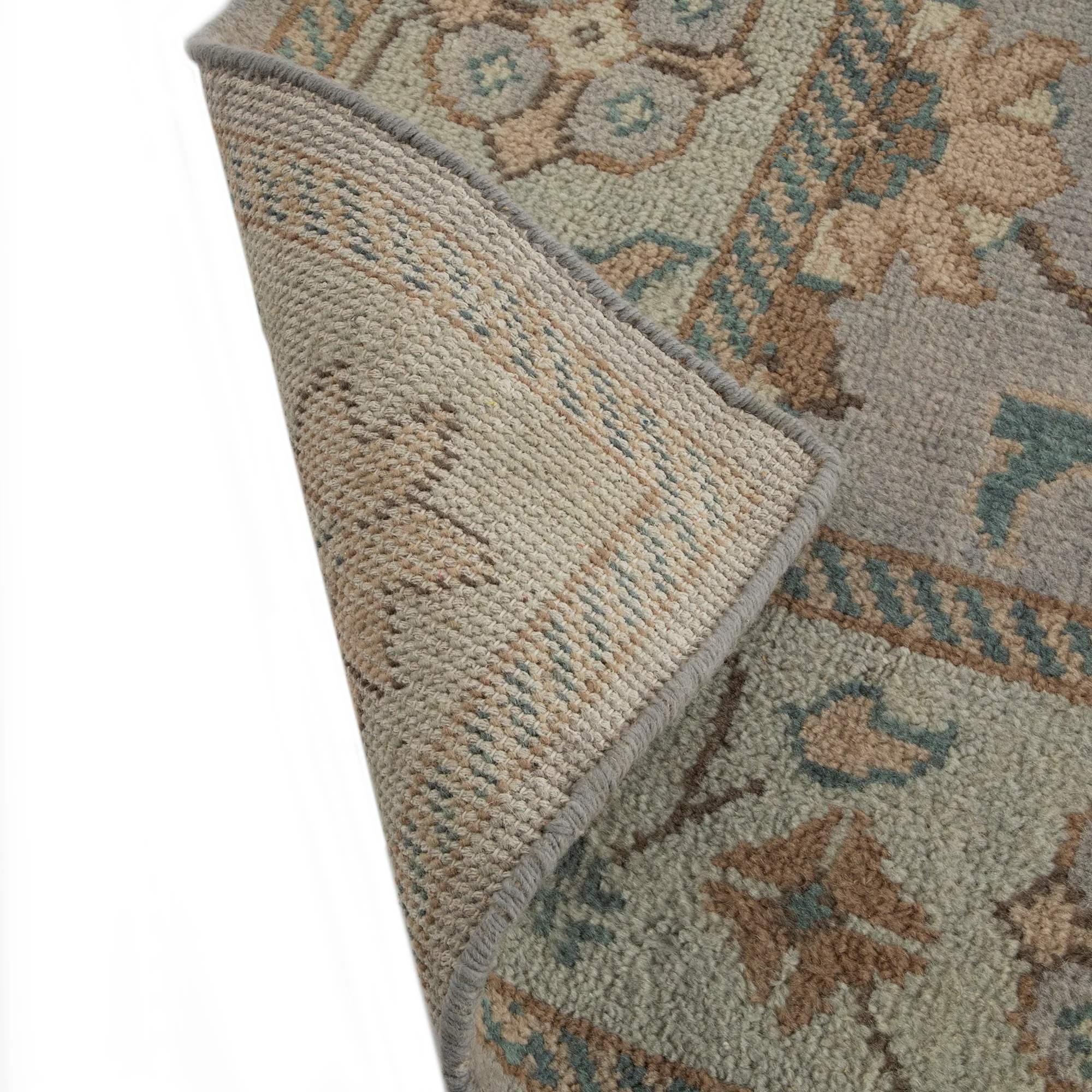 Premium Hand-Knotted Heritage Collection Florentine Ice Blue New Zealand Wool Rug - Image 7