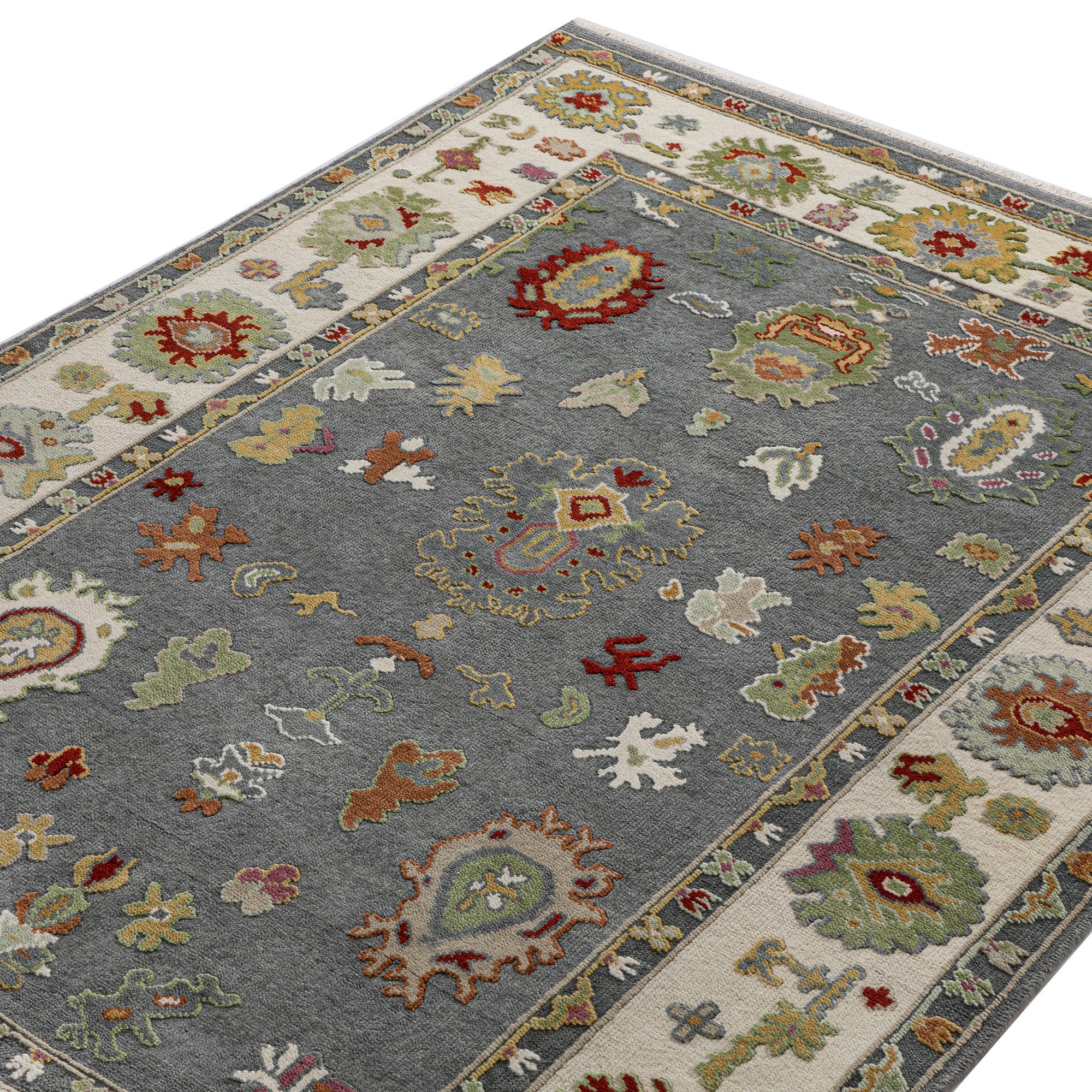 Premium Hand-Knotted Heritage Collection Oushak Enchanted Floral New Zealand Wool Rug - Image 2