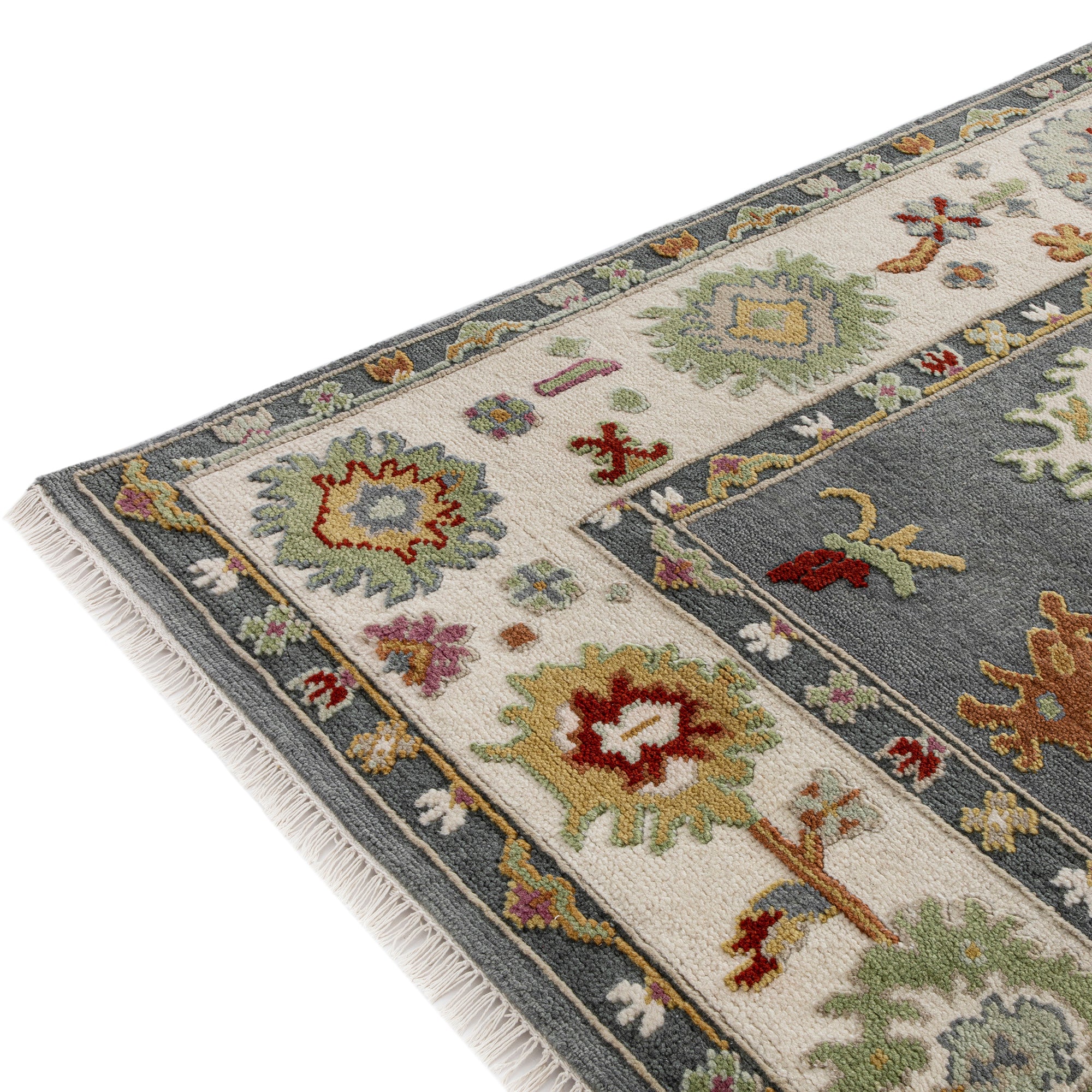 Premium Hand-Knotted Heritage Collection Oushak Enchanted Floral New Zealand Wool Rug - Image 7
