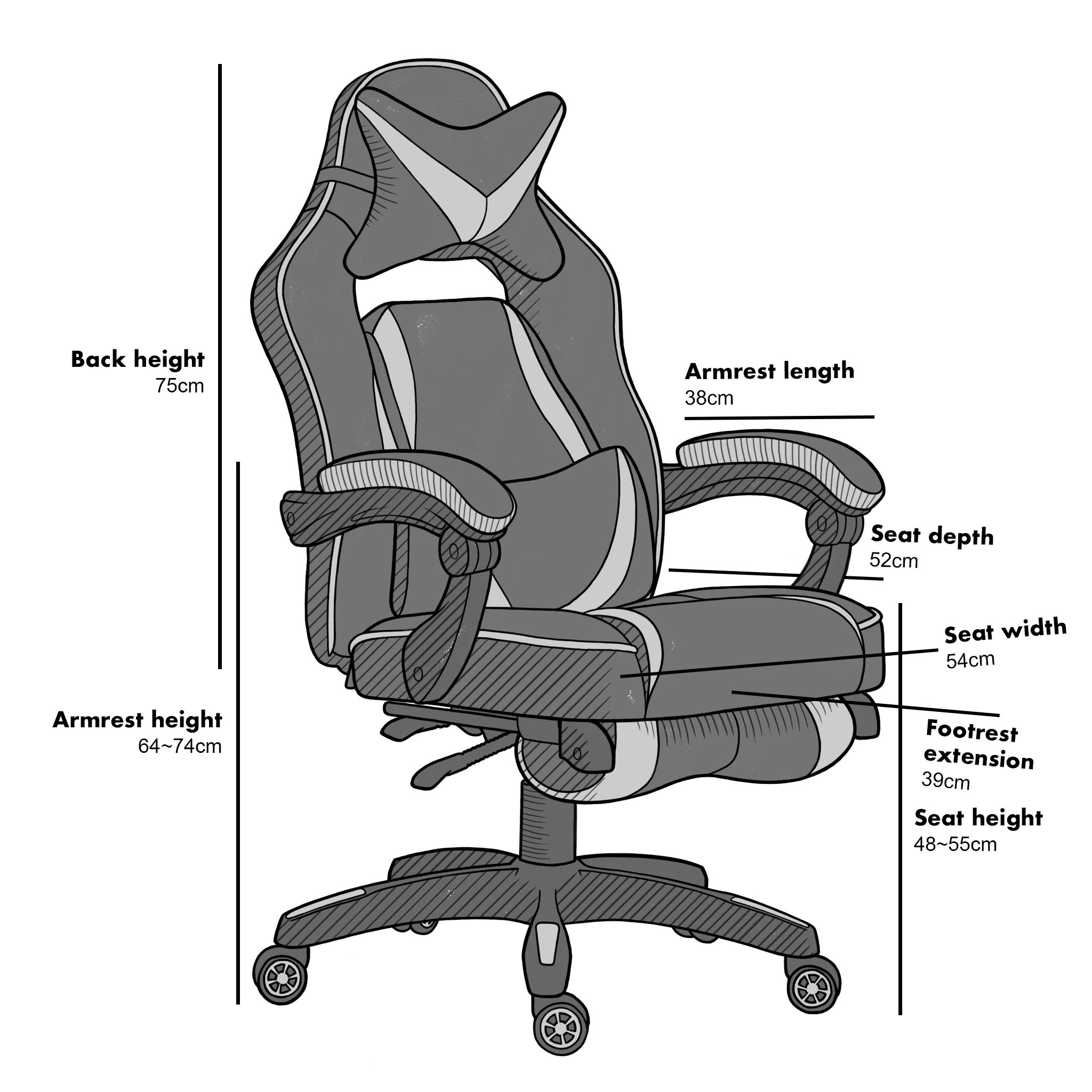 High Back Recliner Gaming Swivel Chair with Footrest & Adjustable Lumbar & Head Cushion, MR49 Black & Red - Image 3