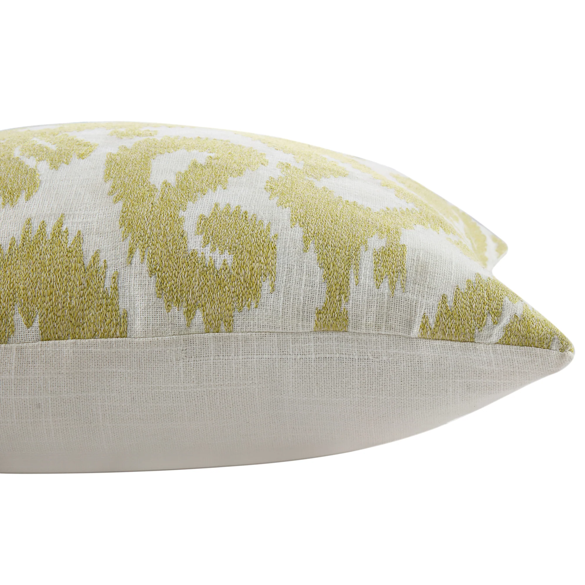 Ikat Collection Corn Yellow Hand Embroidered Cushion - Image 4