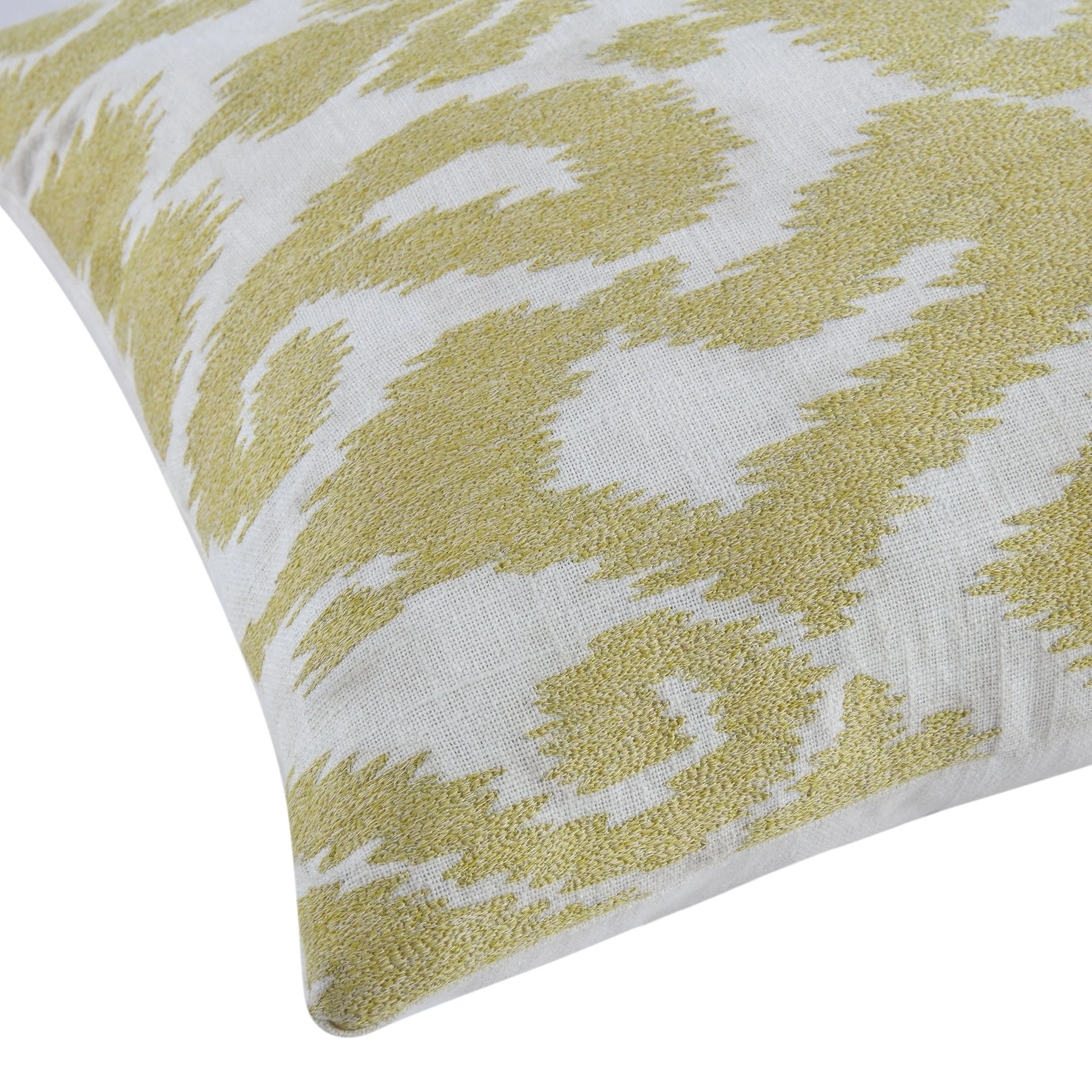 Ikat Collection Corn Yellow Hand Embroidered Cushion - Image 5