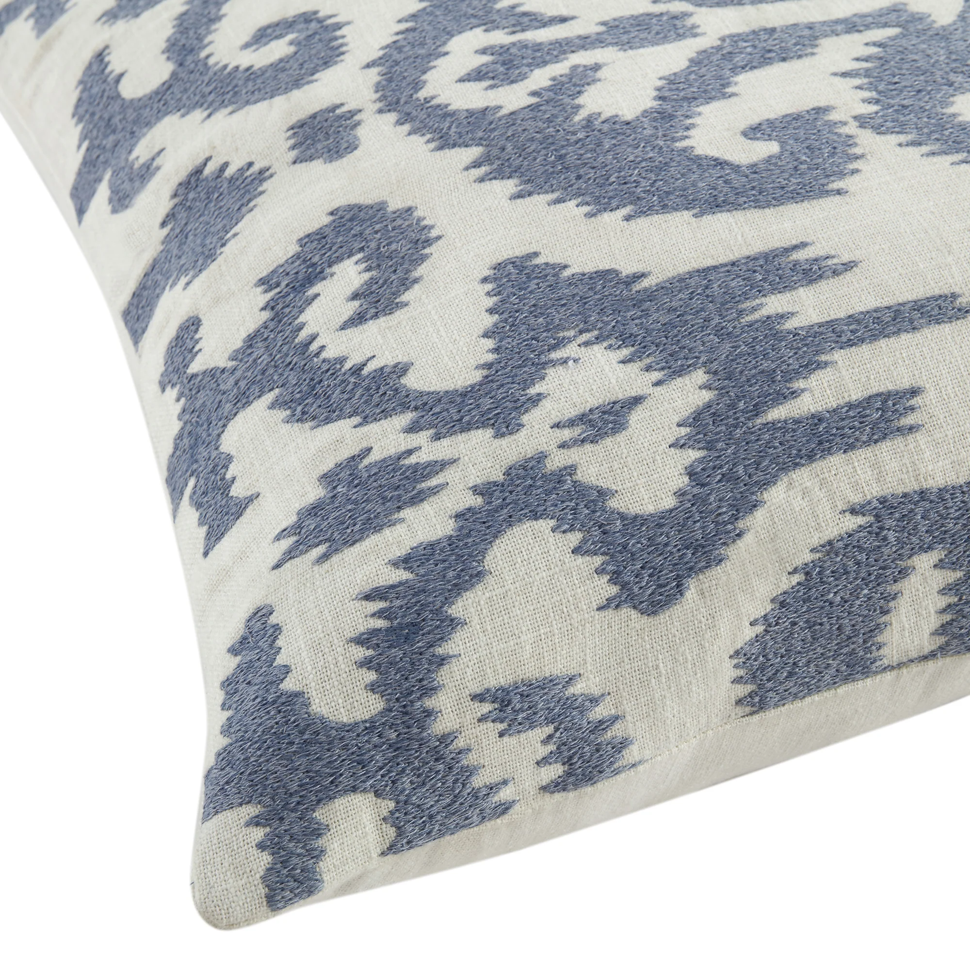 Ikat Collection Dusty Blue Hand Embroidered Cushion - Image 6