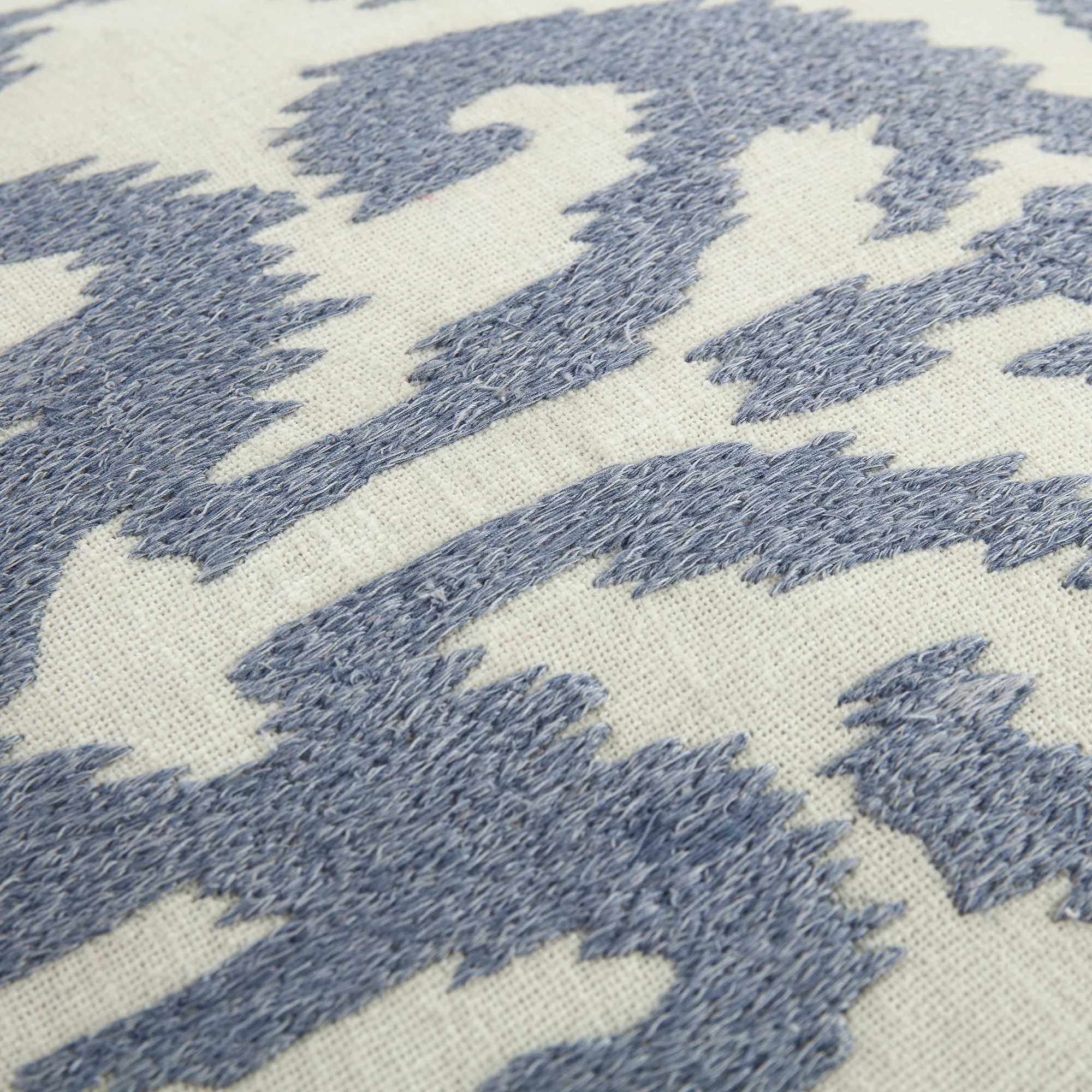 Ikat Collection Dusty Blue Hand Embroidered Cushion - Image 7