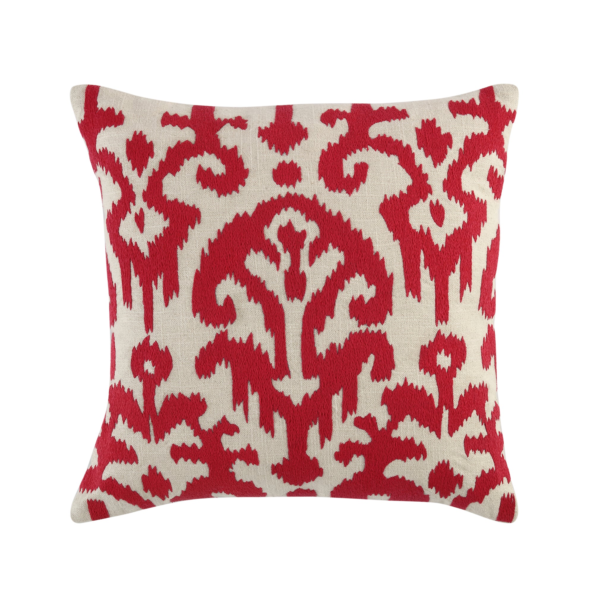 Ikat Collection Fuchsia Hand Embroidered Cushion - Image 3