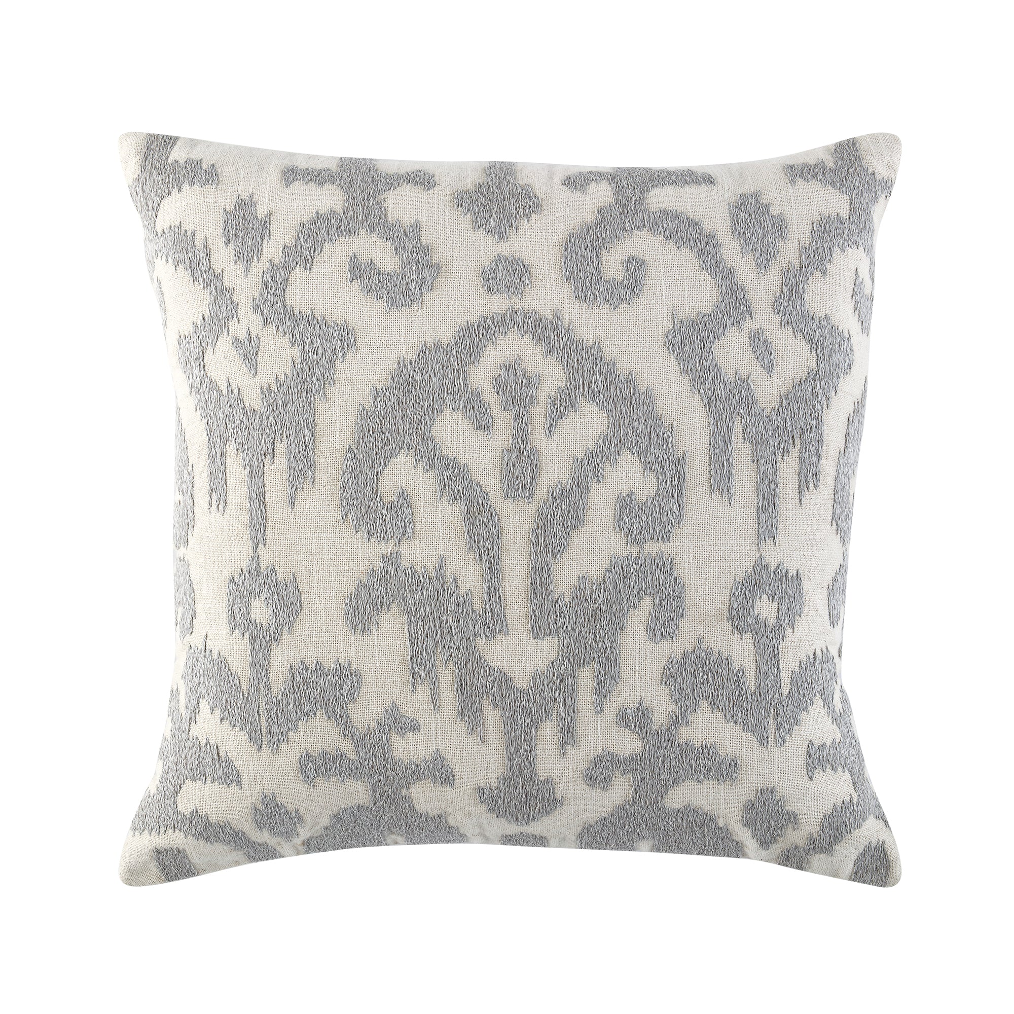 Ikat Collection Lunar Grey Hand Embroidered Cushion - Image 4