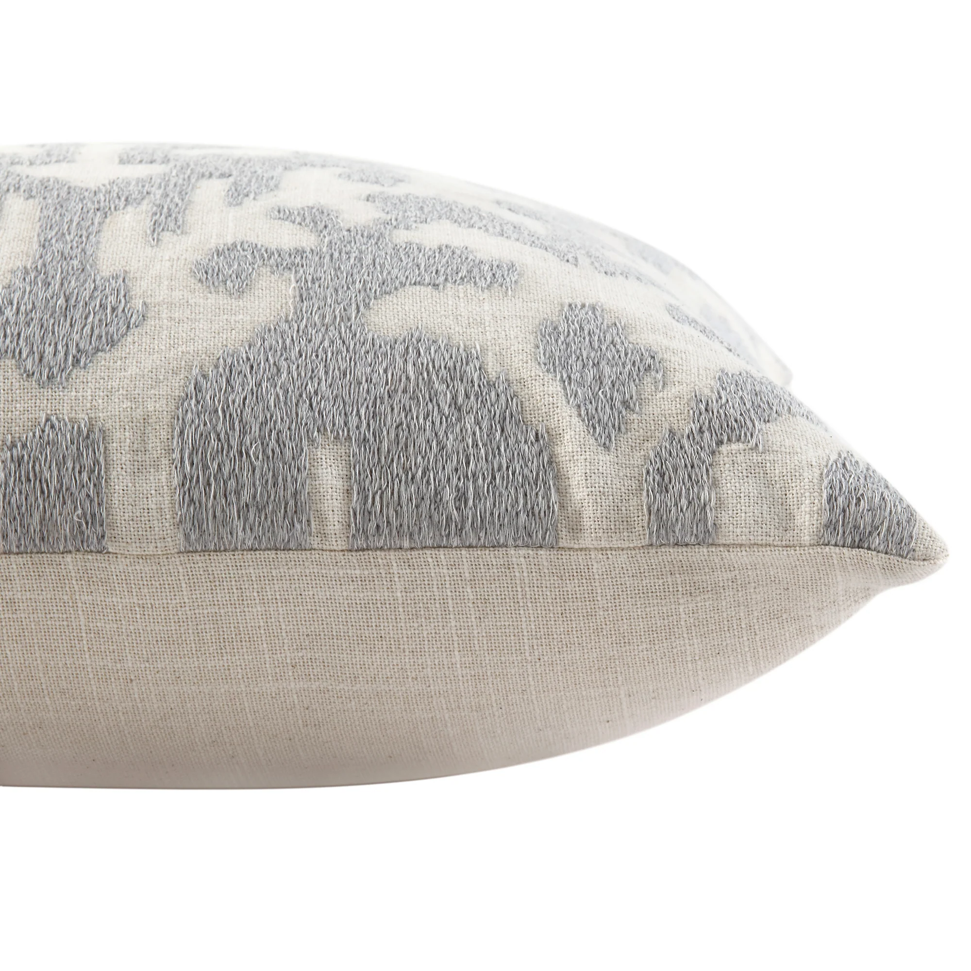 Ikat Collection Lunar Grey Hand Embroidered Cushion - Image 5