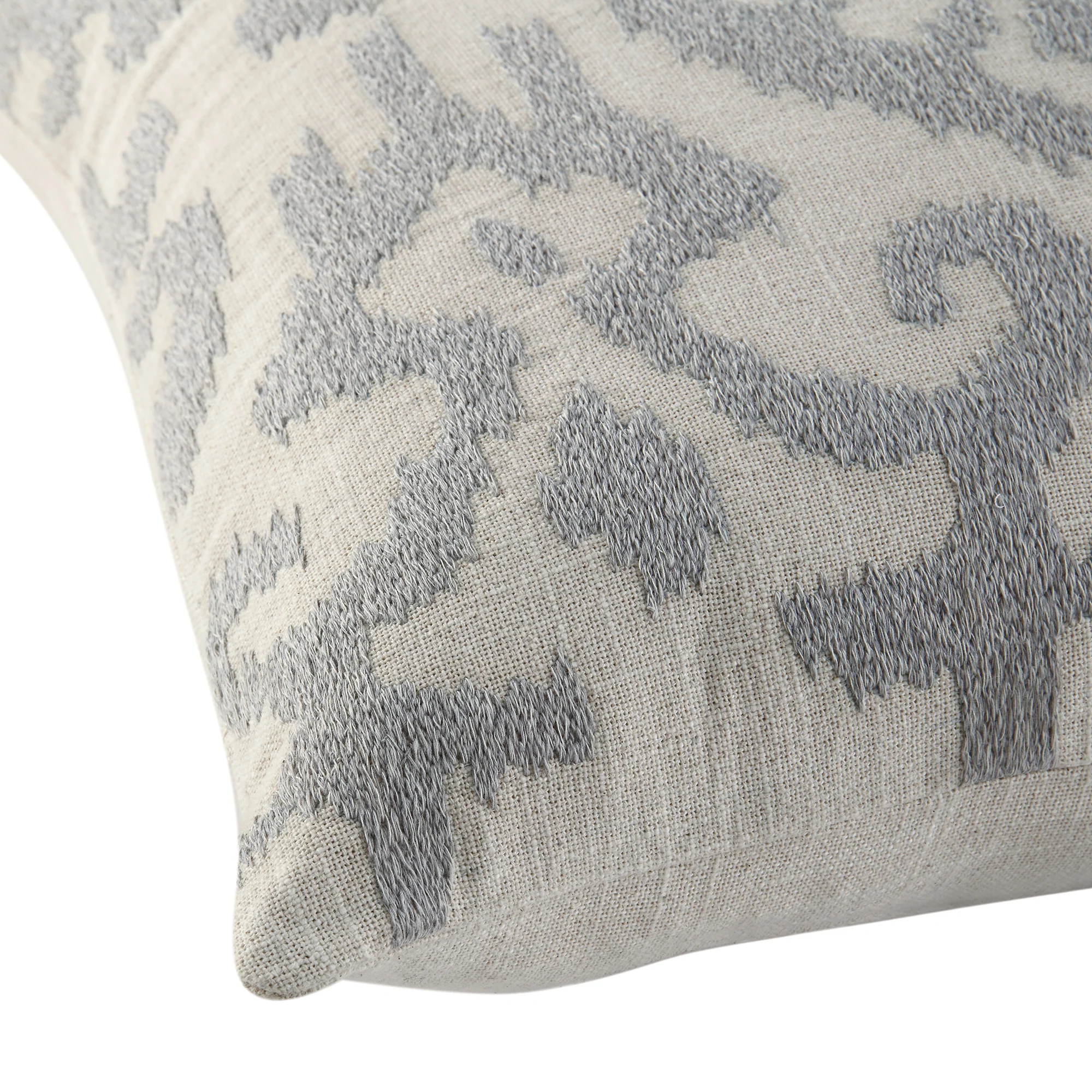 Ikat Collection Lunar Grey Hand Embroidered Cushion - Image 6