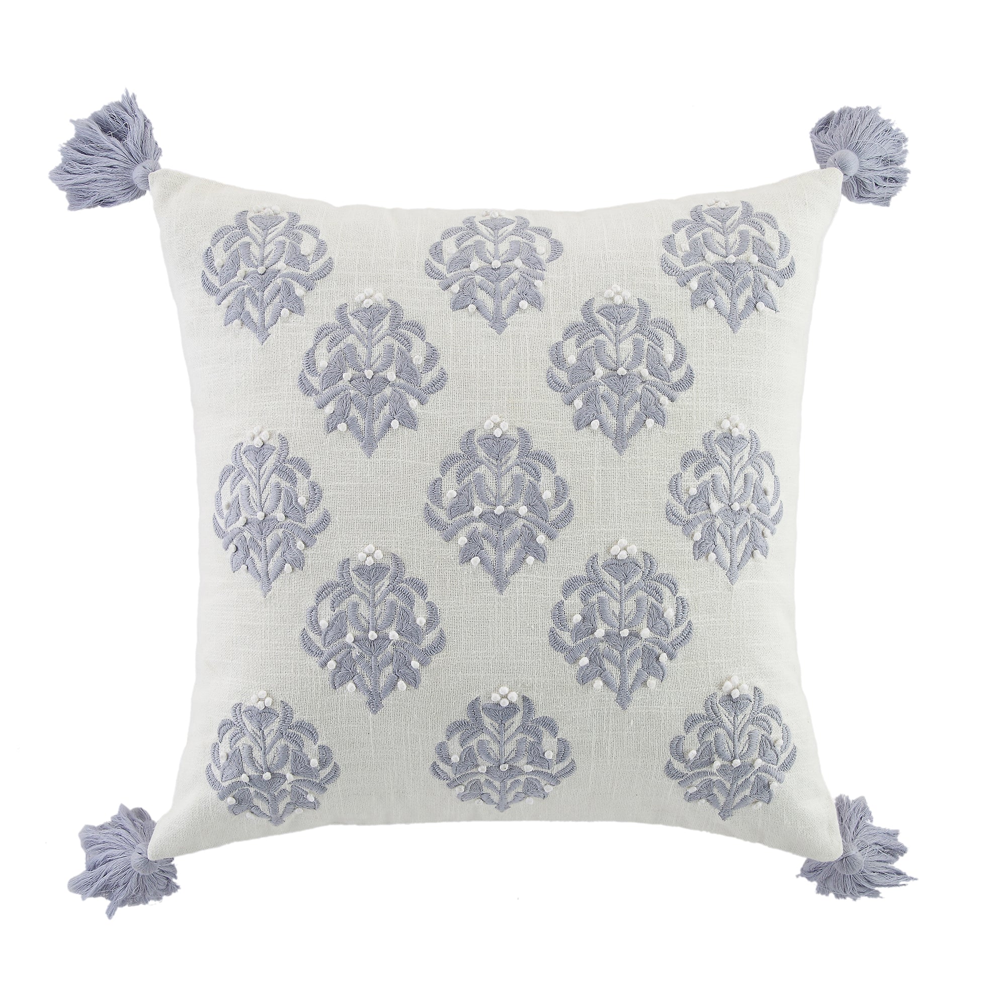 Indigo Collection Ava French Knot White cushion - Image 3