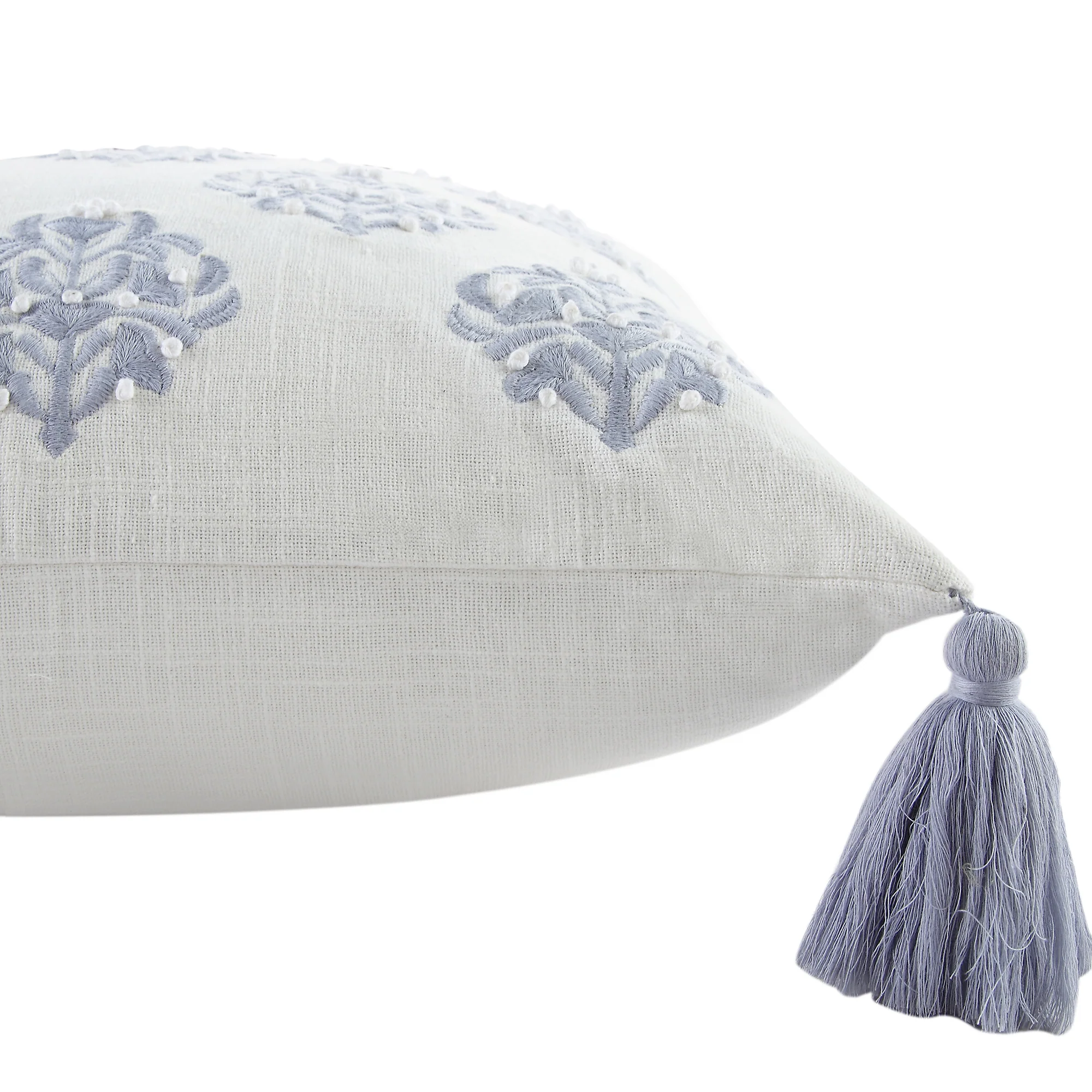 Indigo Collection Ava French Knot White cushion - Image 4