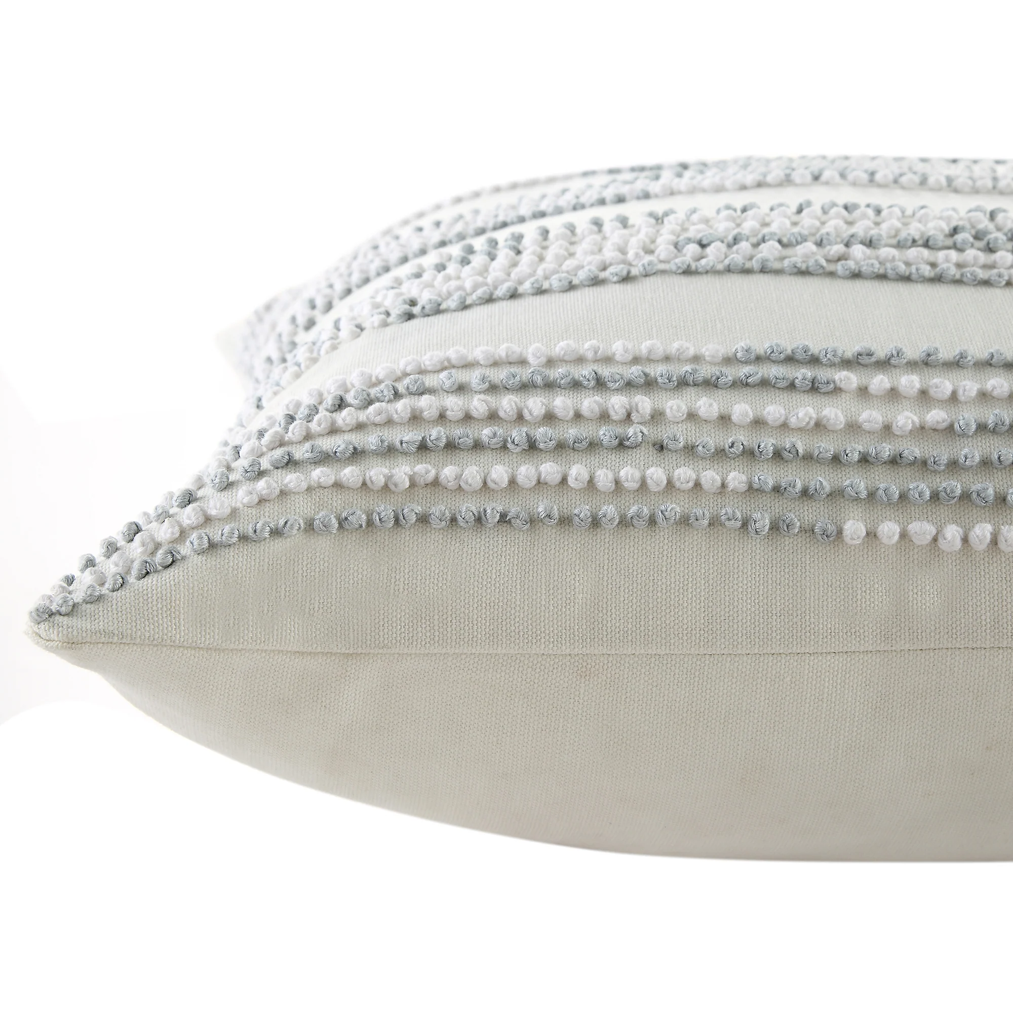 Indigo Collection Laguna French Knot White & Blue Cotton Cushion - Image 5