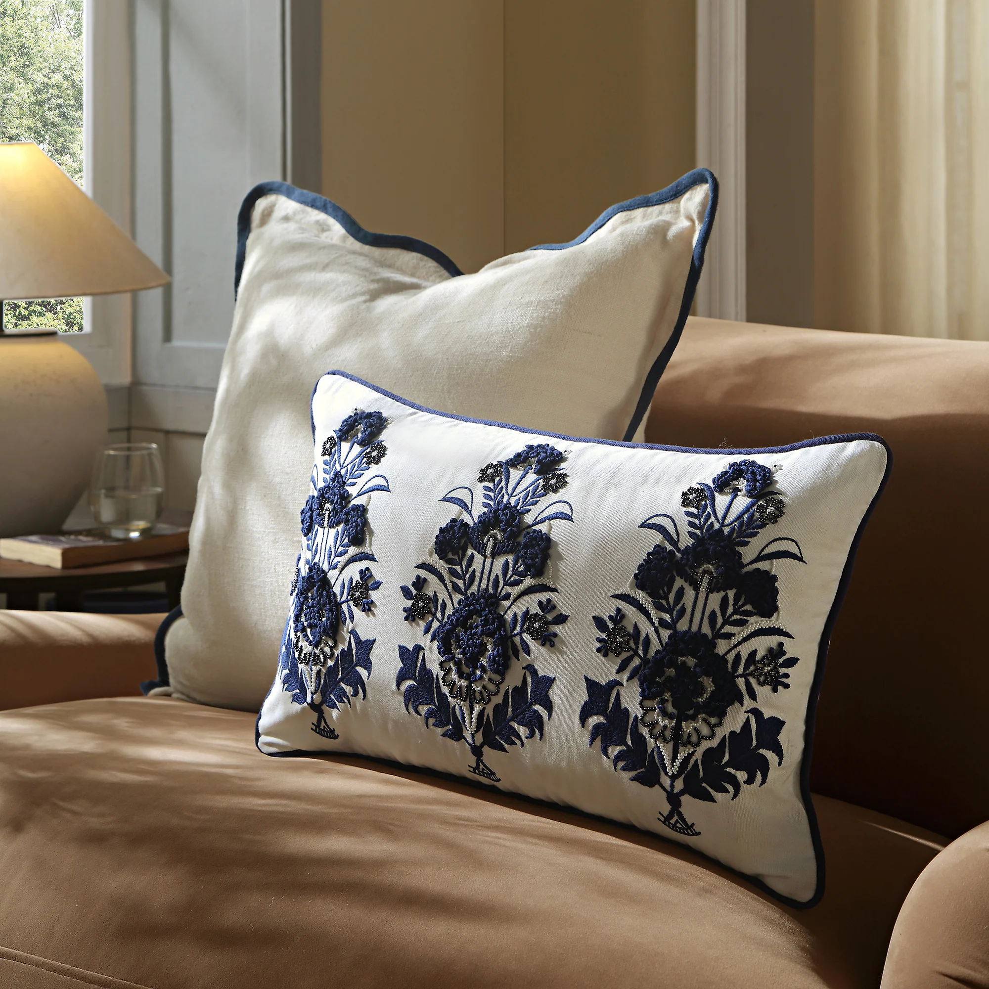 Indigo Collection Saphira Floral Rectangular Cushion - Image 2