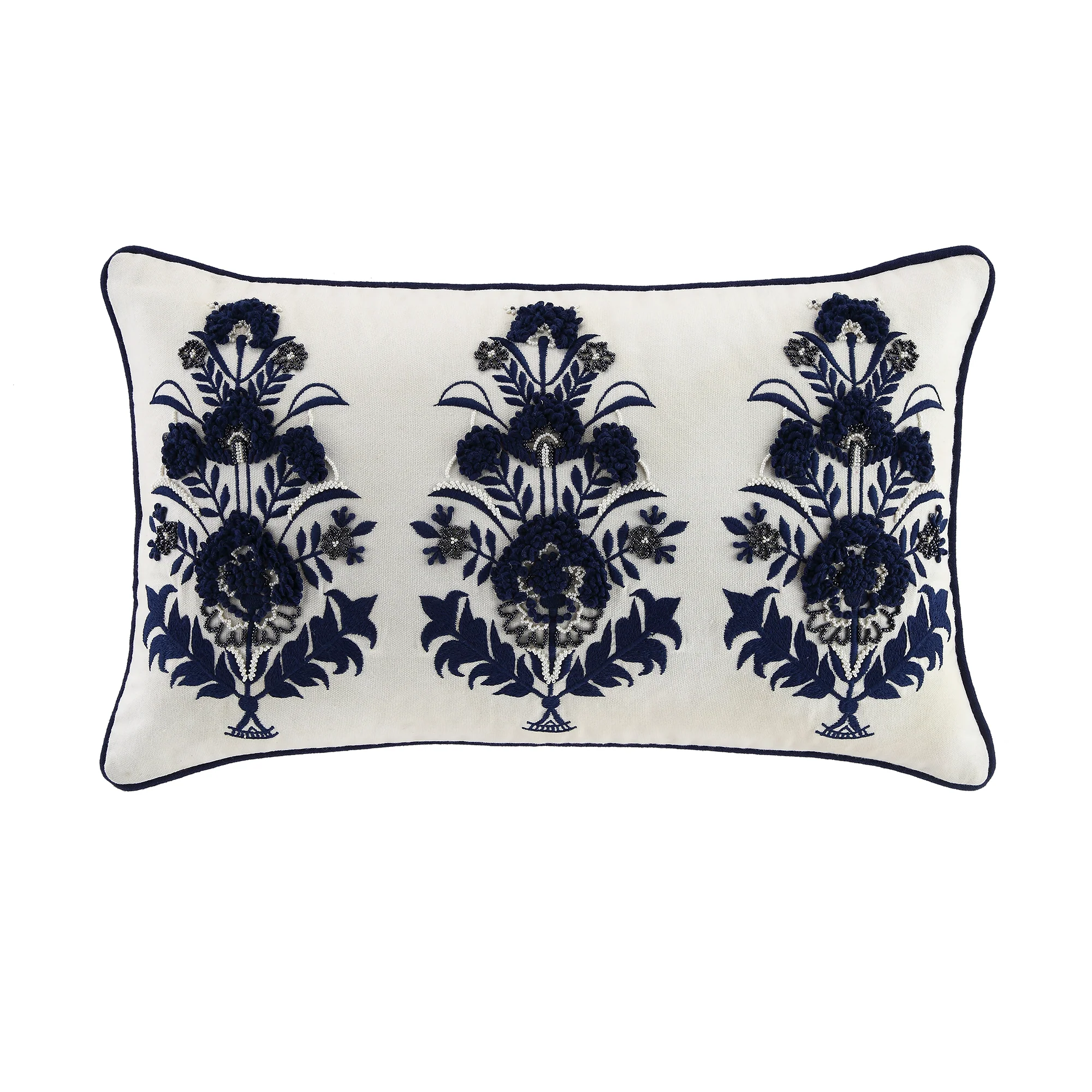 Indigo Collection Saphira Floral Rectangular Cushion - Image 3