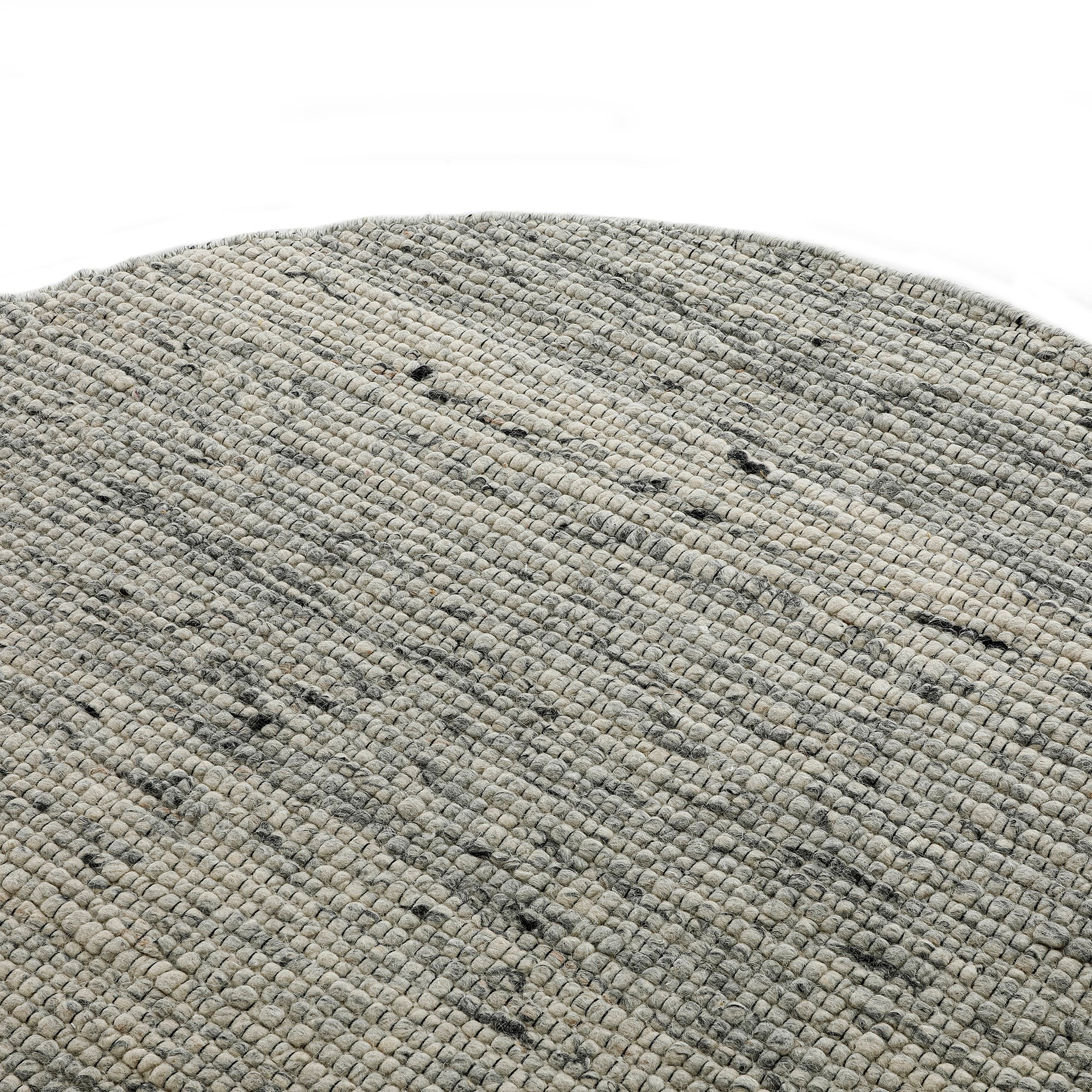 Indra Dark Grey Handwoven Wool Round Rug - Image 2