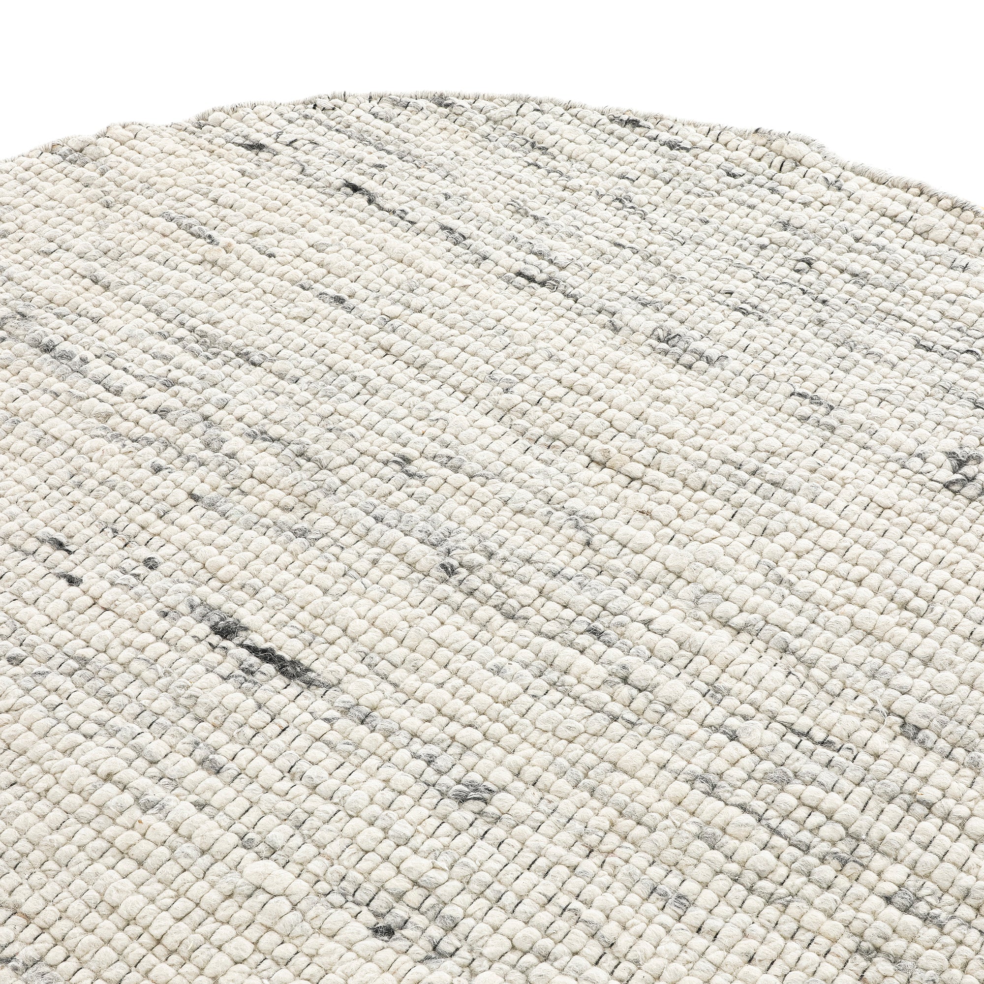 Indra Light Grey Handwoven Wool Round Rug - Image 2