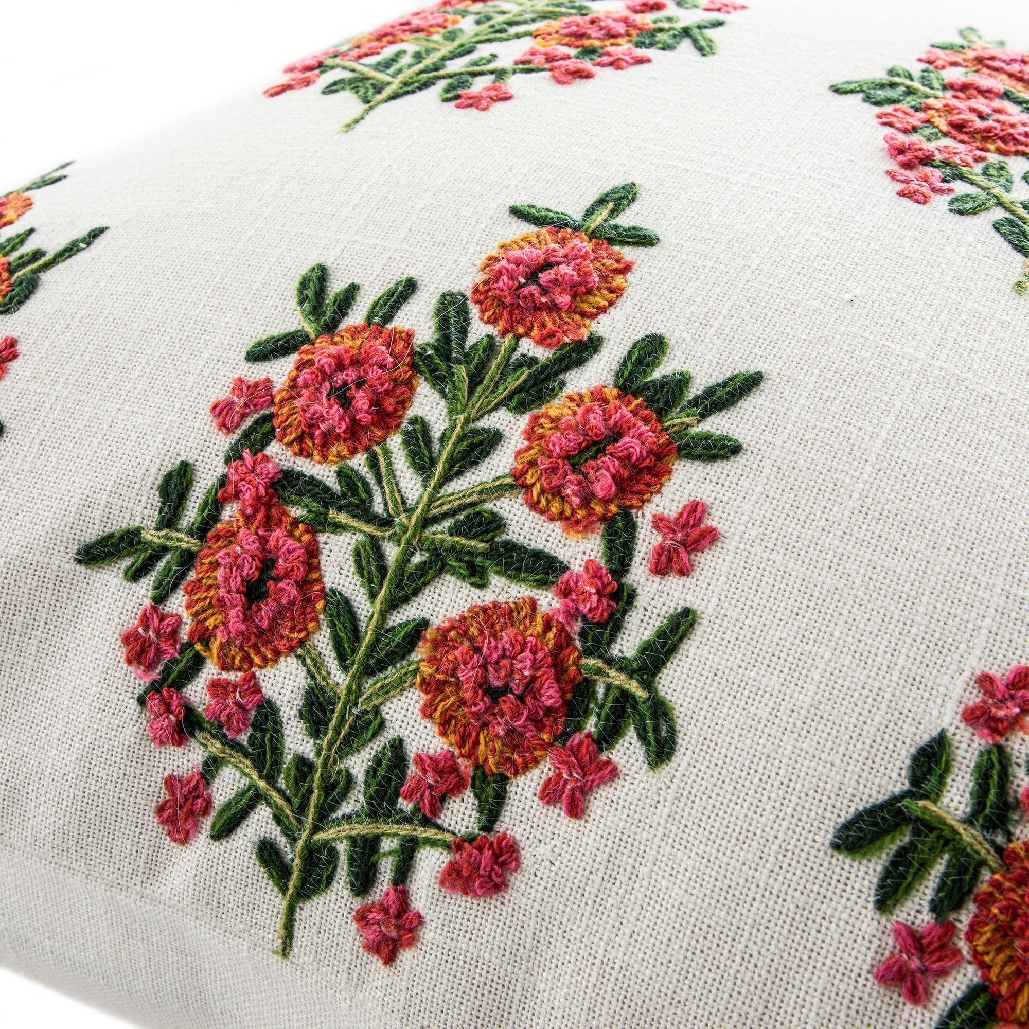 Indra Mughal Pink Wool Embroidered Cushion - Image 3
