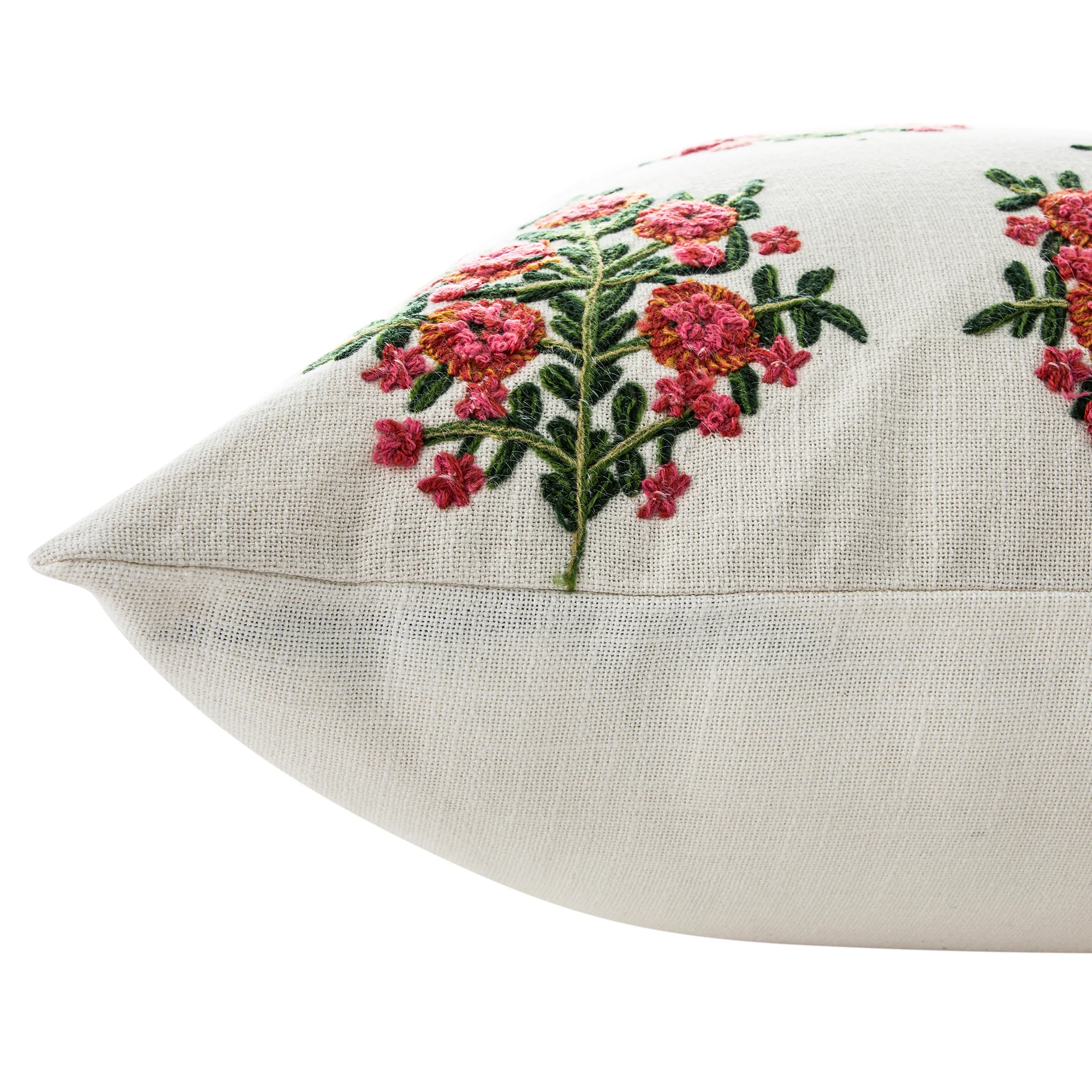 Indra Mughal Pink Wool Embroidered Cushion - Image 4