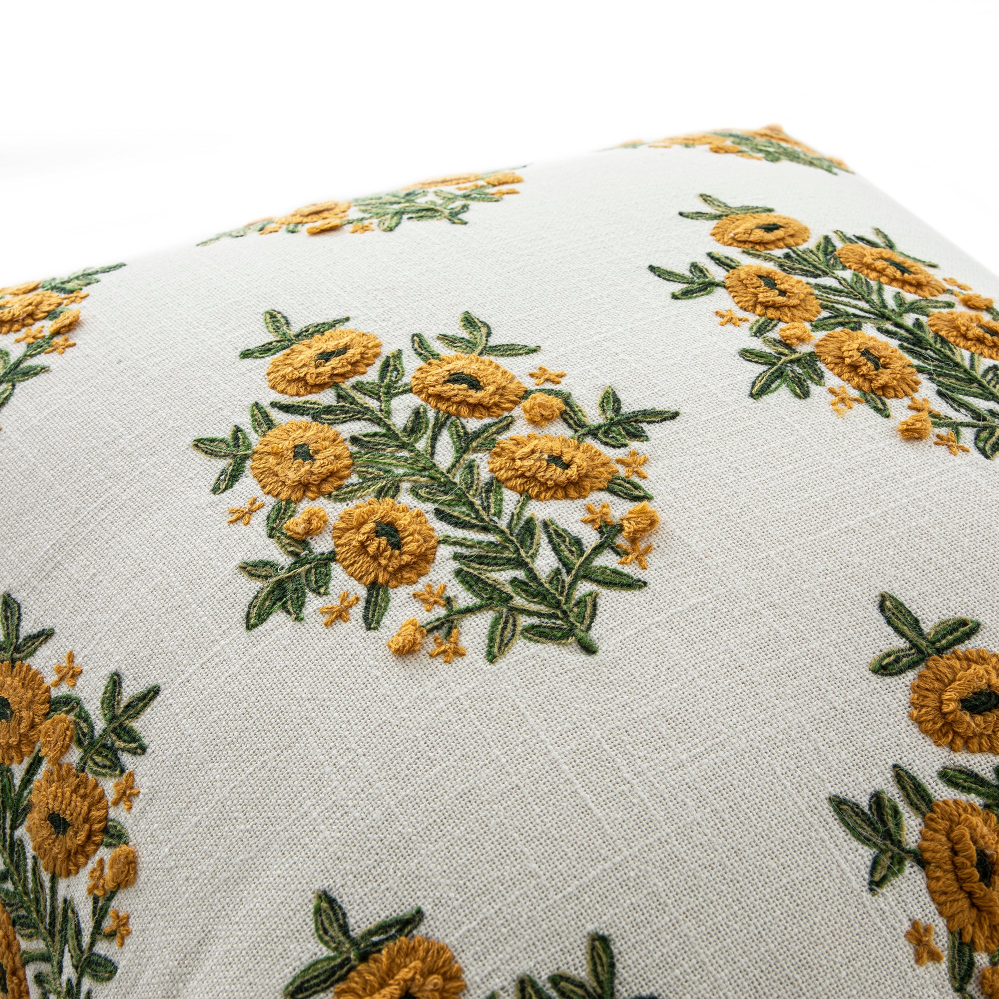 Indra Mughal Sundance Yellow Wool Embroidered Cushion - Image 3