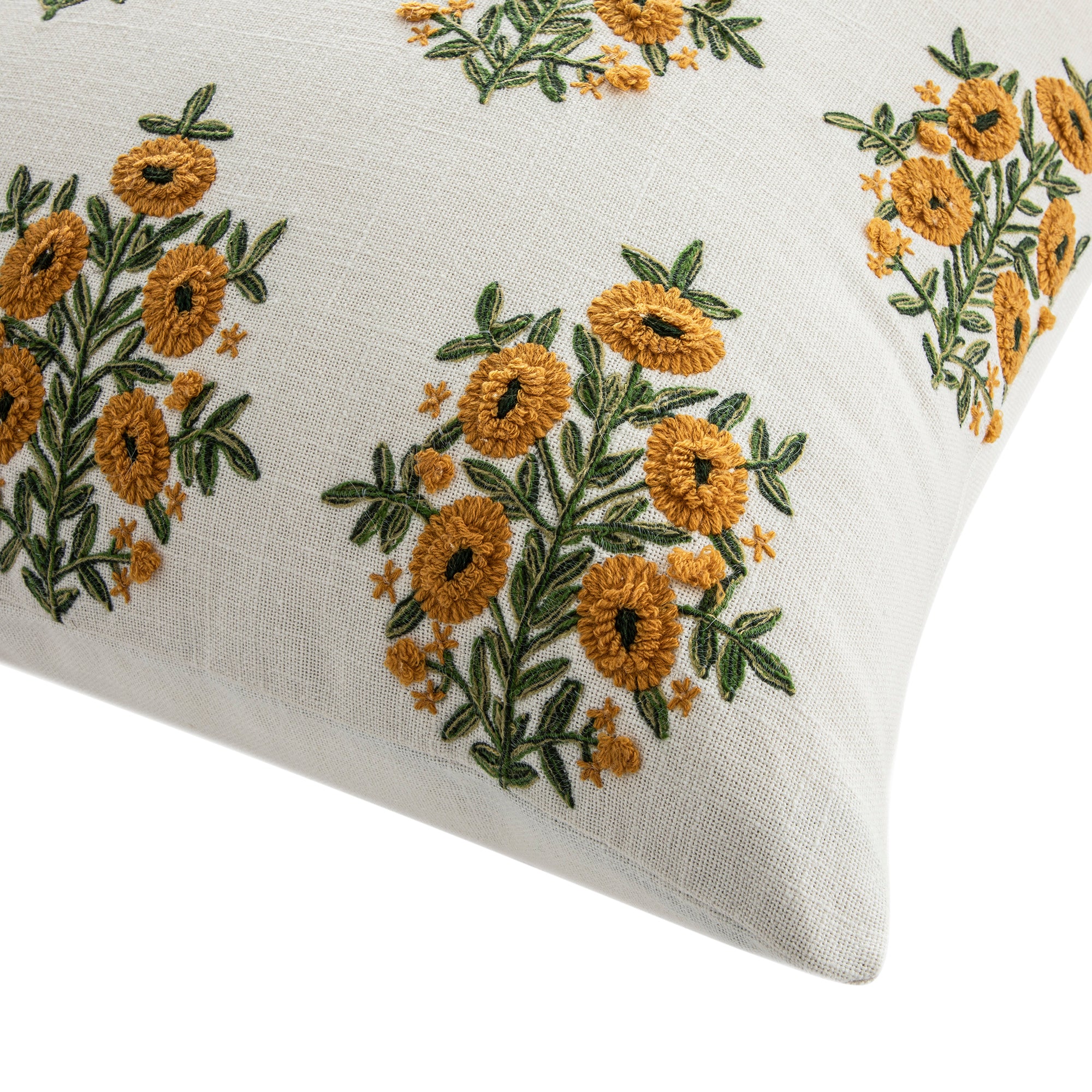 Indra Mughal Sundance Yellow Wool Embroidered Cushion - Image 4