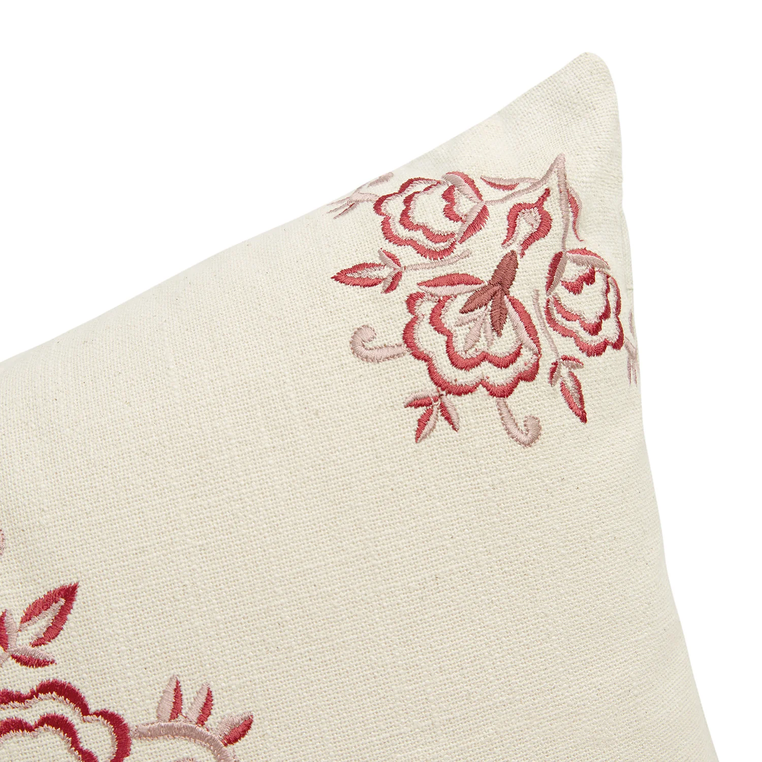 Isadora Garnet Red Damask Embroidered Cotton Cushion - Image 4