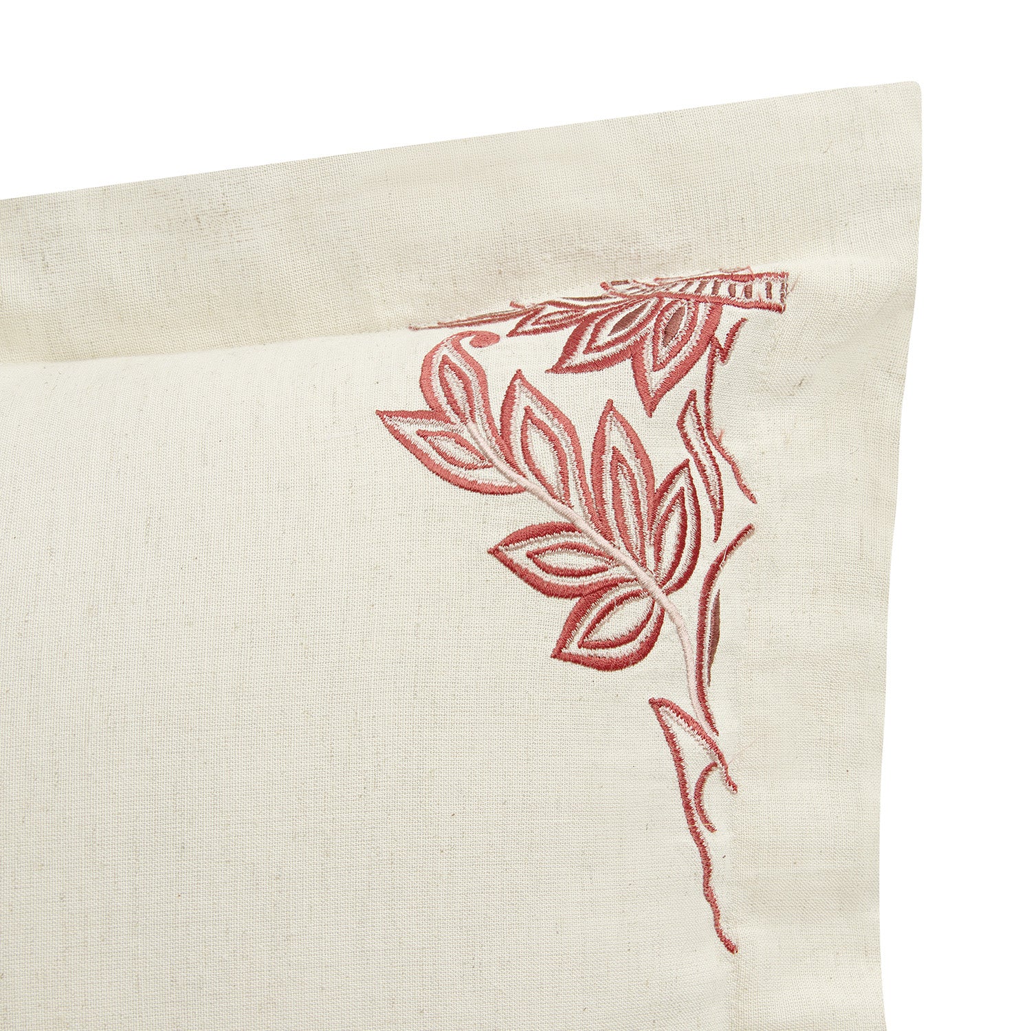 Isadora Garnet Red Damask Embroidered Linen Blend Regular Pillowcases - Pair - Image 6