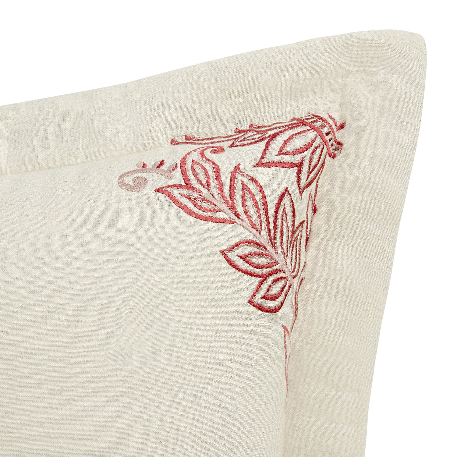 Isadora Garnet Red Damask Embroidered Quilted Linen Blend Continental Square Pillowcases - Pair - Image 3