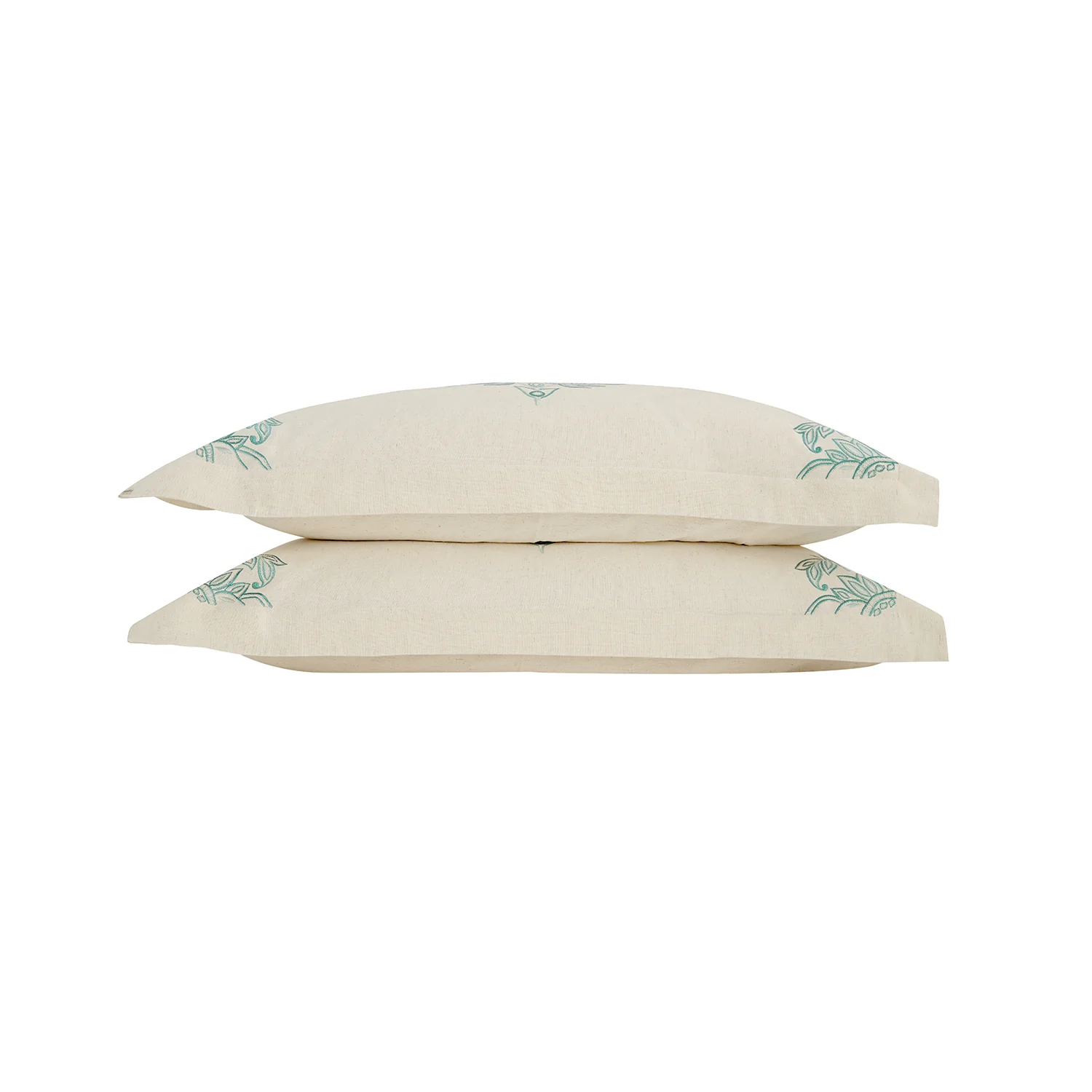 Isadora Teal Damask Embroidered Linen Blend Regular Pillowcases - Pair - Image 2