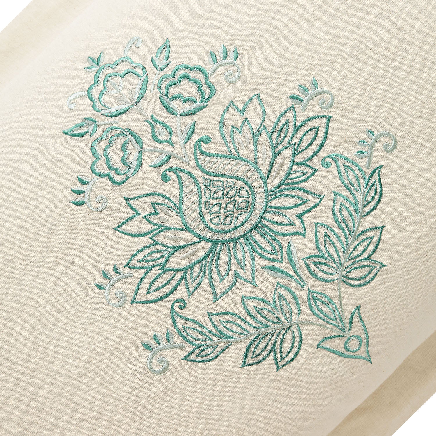 Isadora Teal Damask Embroidered Linen Blend Regular Pillowcases - Pair - Image 4