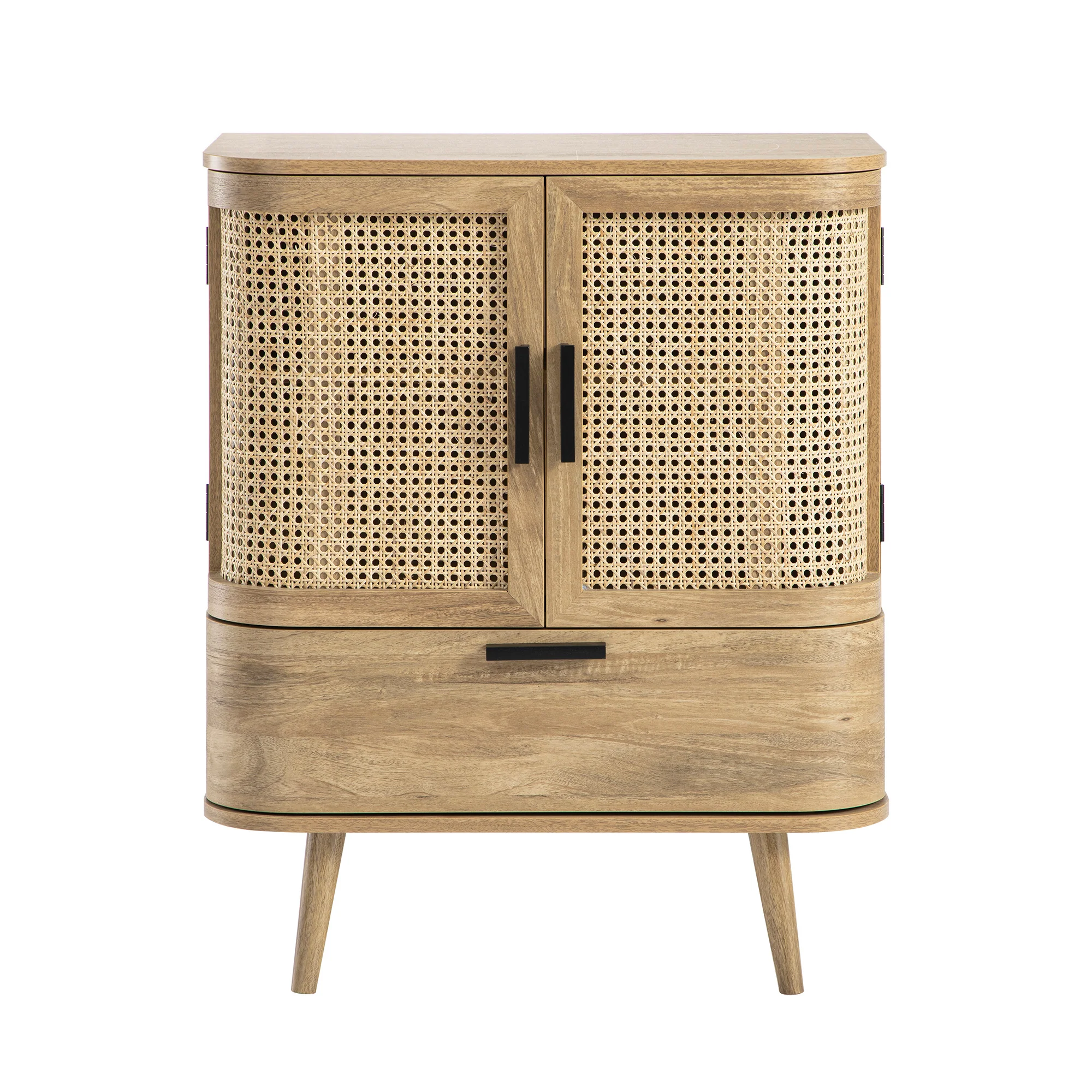 Izzy Curved Rattan 1-Drawer Small Sideboard, Natural - Image 7