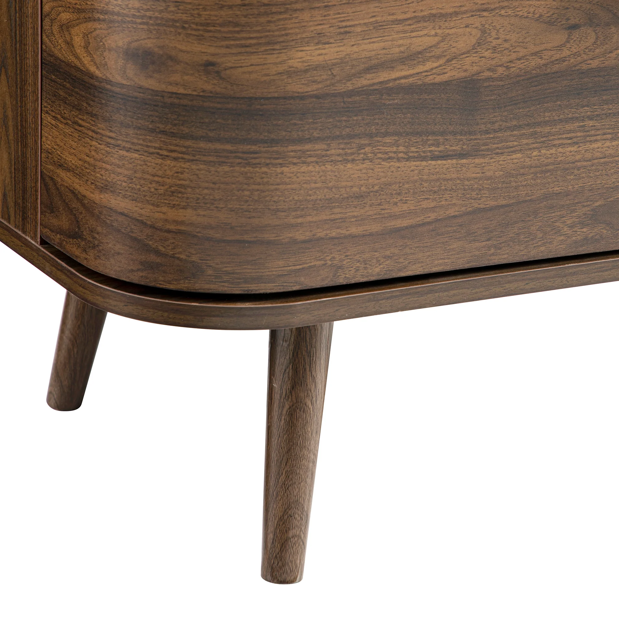 Izzy Curved Rattan 1-Drawer Small Sideboard, Walnut - Image 17