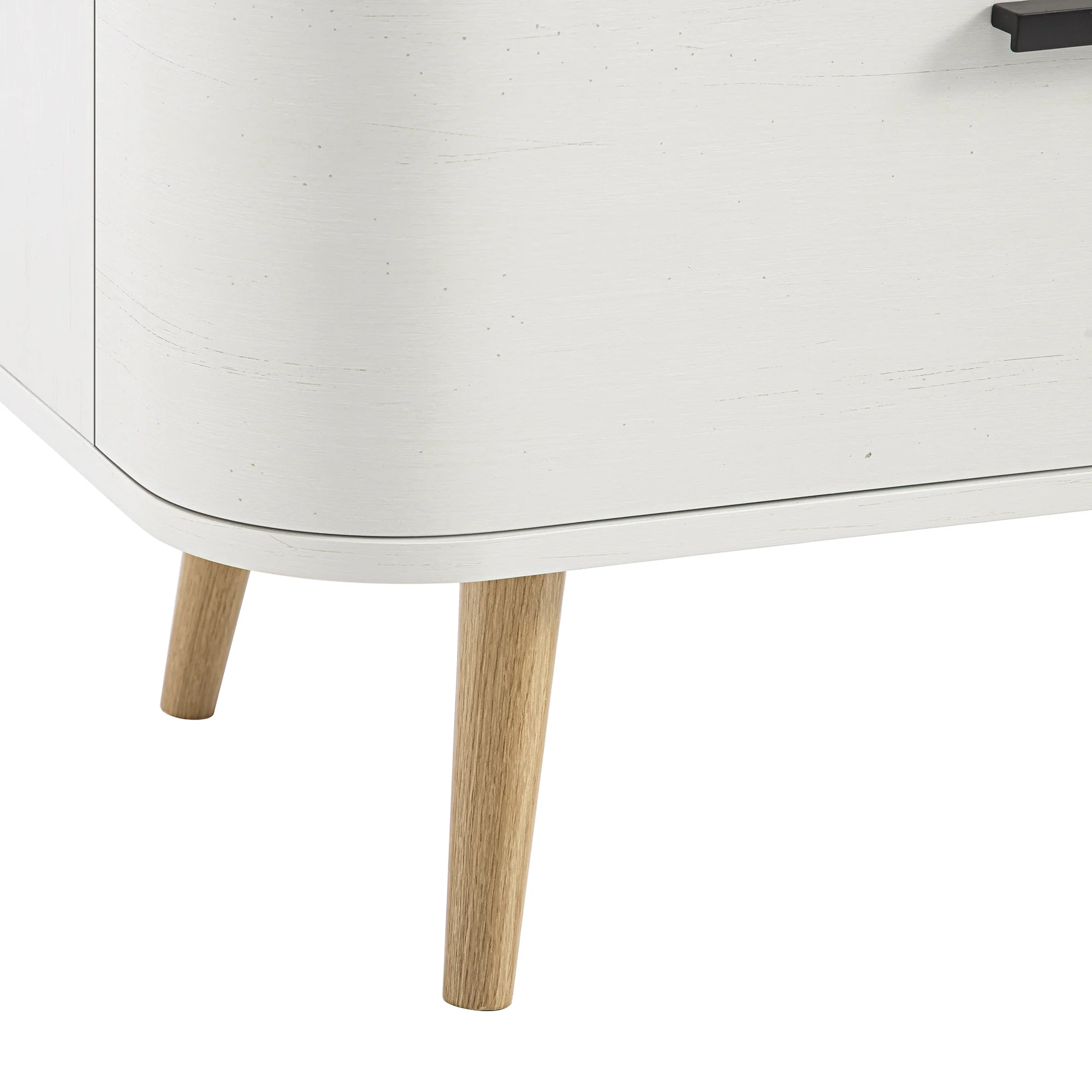 Izzy Curved Rattan 1-Drawer Small Sideboard, White - Image 17