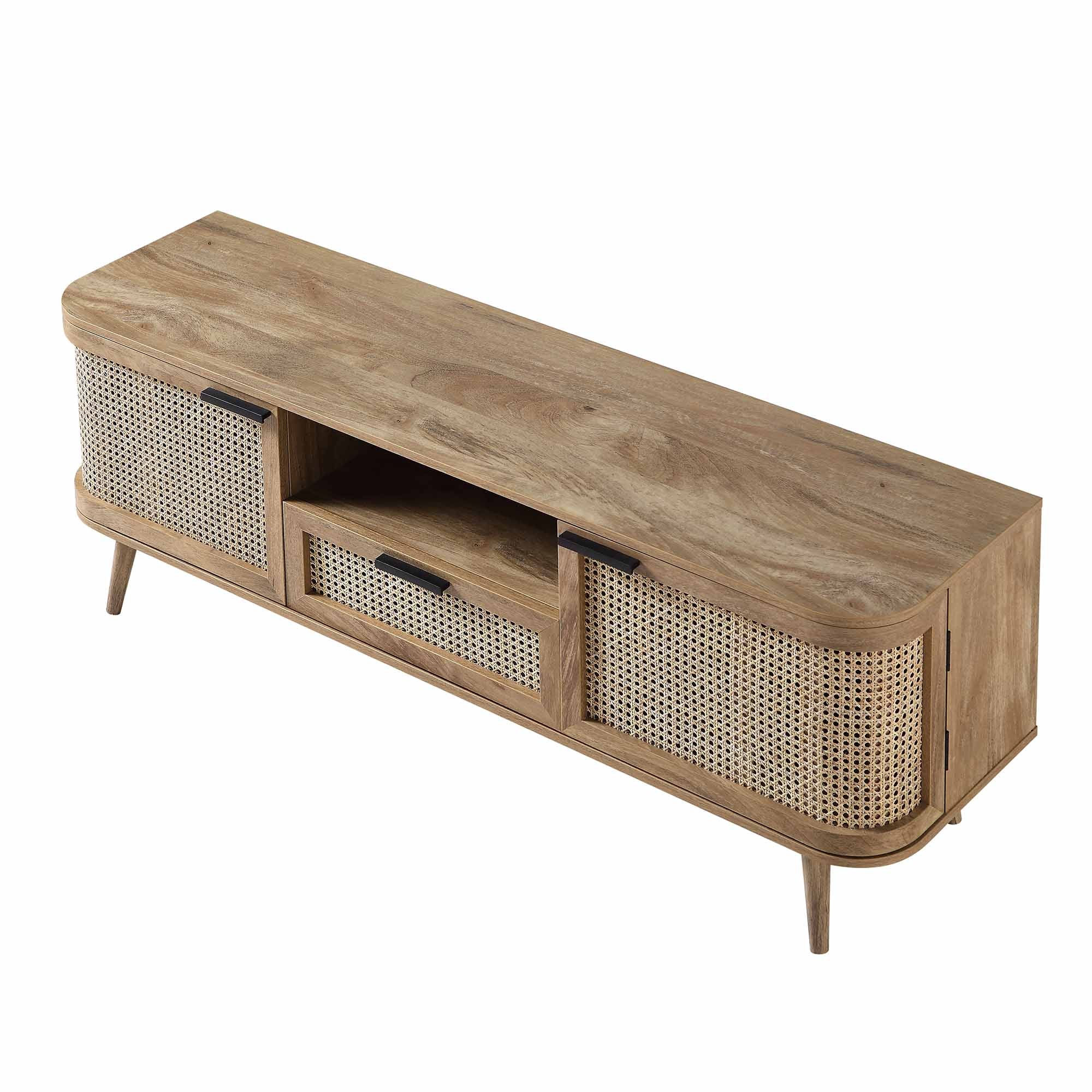 Izzy Curved Rattan 150cm TV Unit, Natural - Image 9