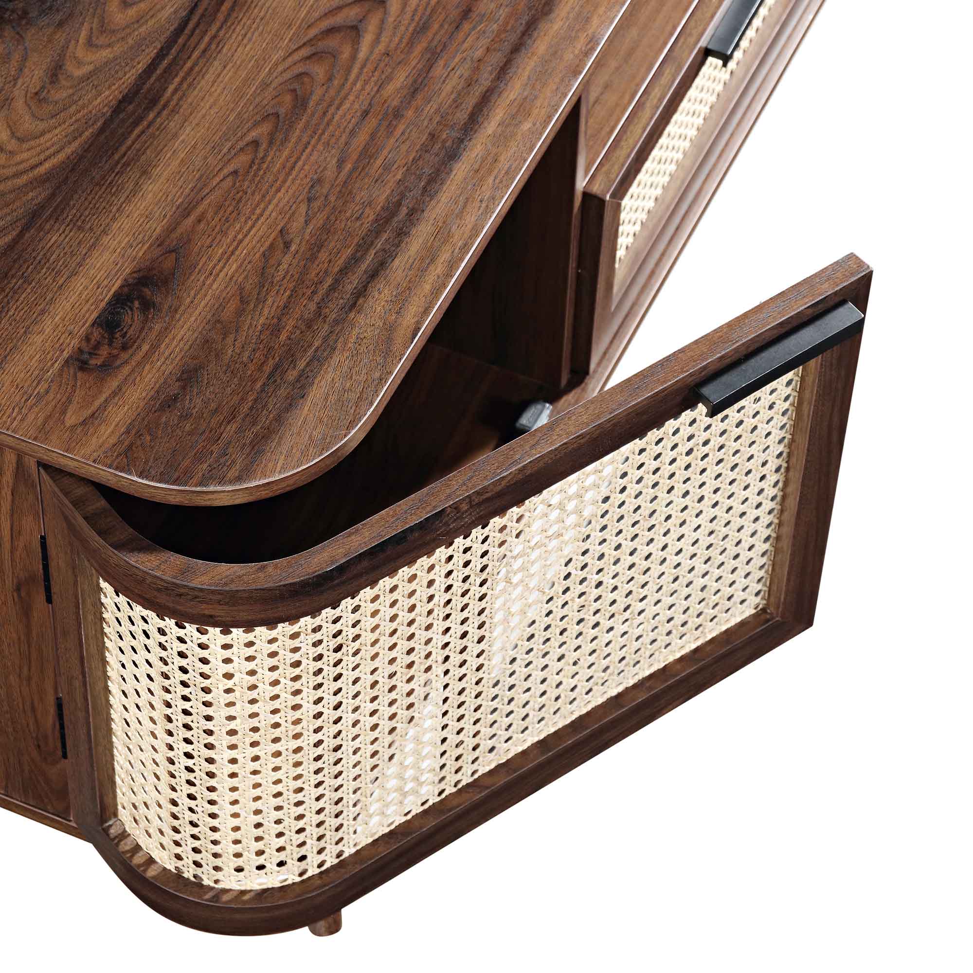 Izzy Curved Rattan 150cm TV Unit, Walnut - Image 10