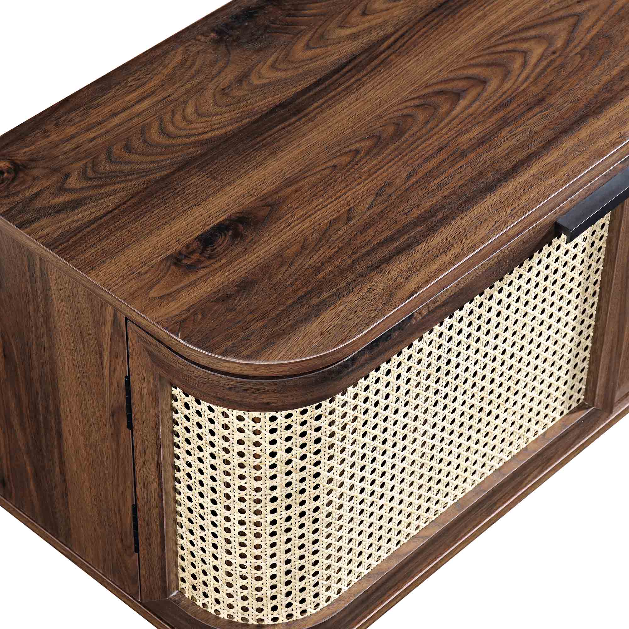 Izzy Curved Rattan 150cm TV Unit, Walnut - Image 11