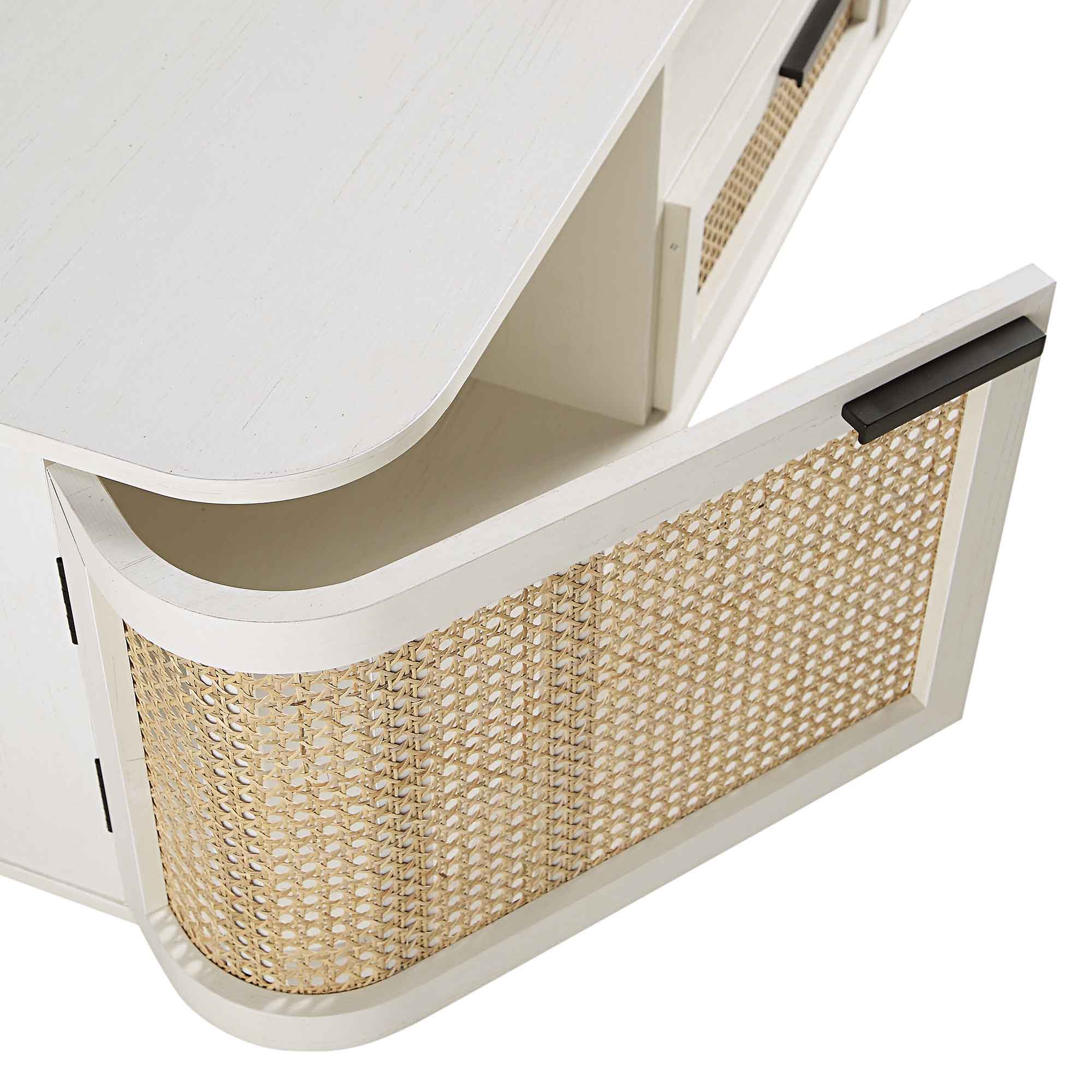Izzy Curved Rattan 150cm TV Unit, White - Image 11