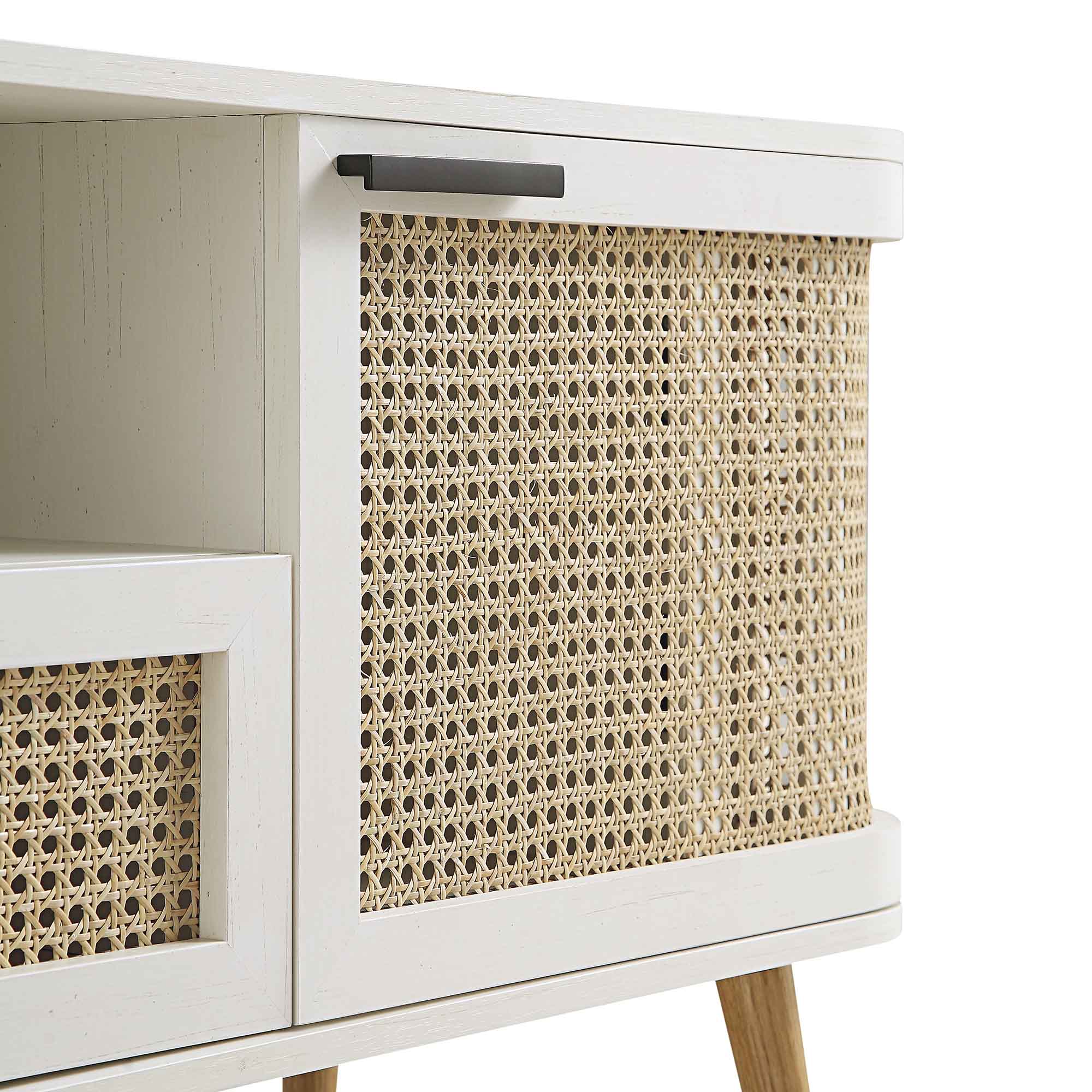 Izzy Curved Rattan 150cm TV Unit, White - Image 13
