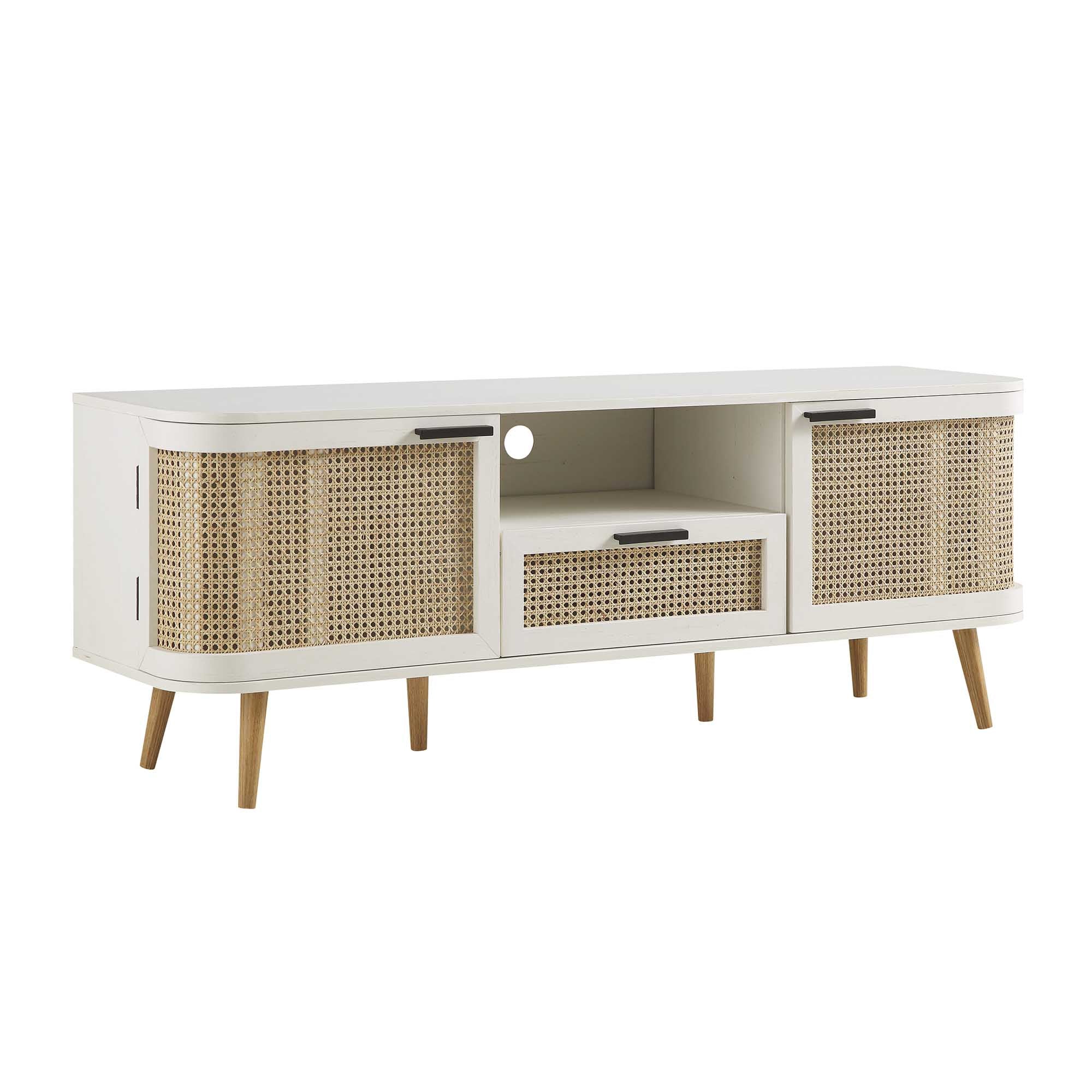 Izzy Curved Rattan 150cm TV Unit, White - Image 5