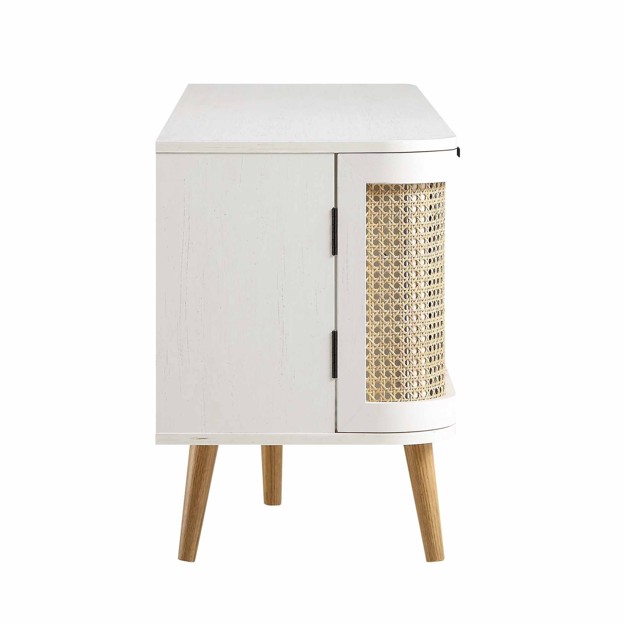 Izzy Curved Rattan 150cm TV Unit, White - Image 8