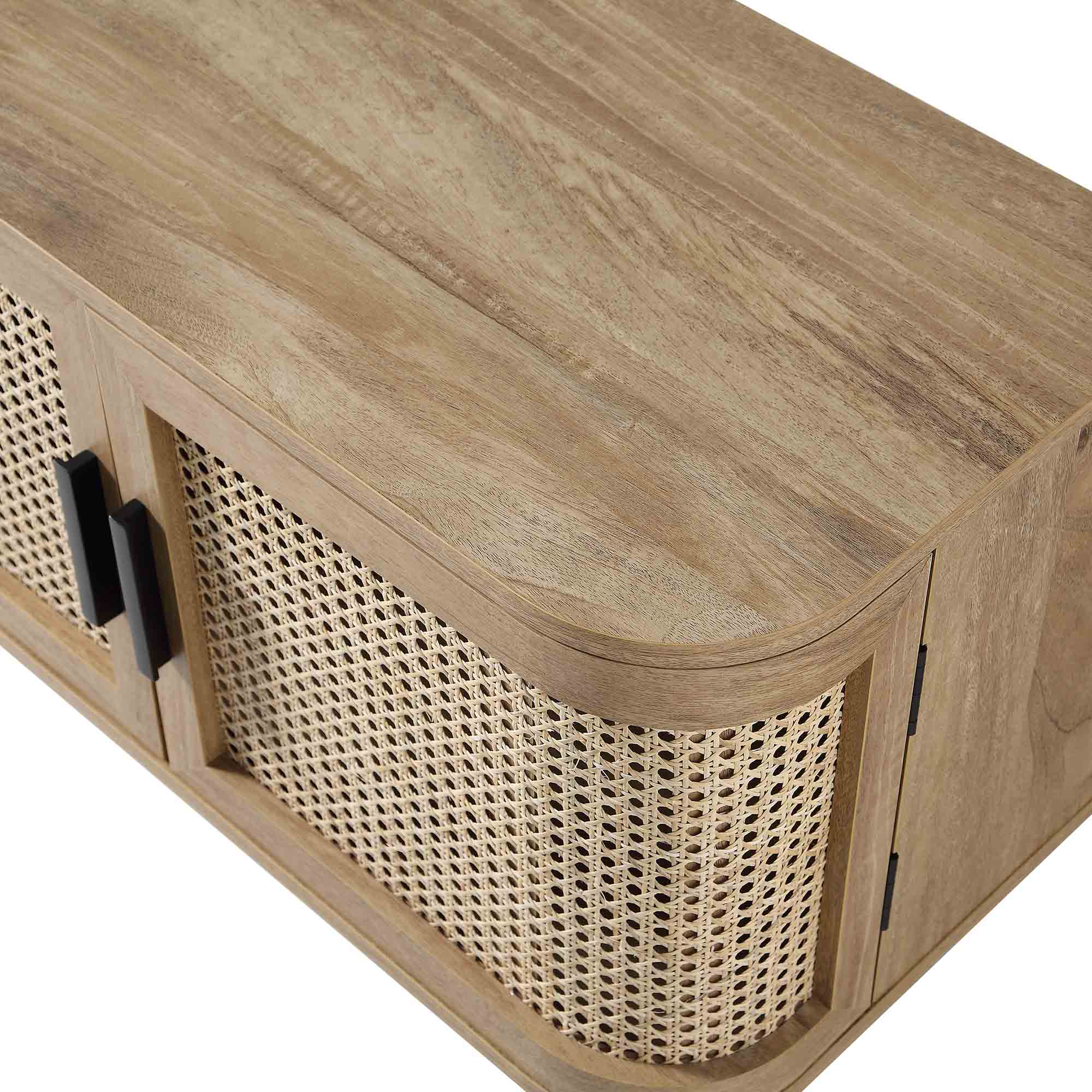 Izzy Curved Rattan 160cm Wide TV Unit, Natural - Image 9
