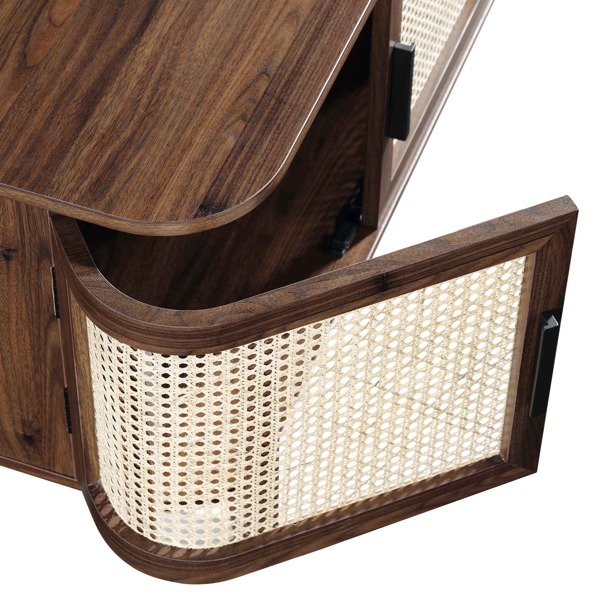Izzy Curved Rattan 160cm Wide TV Unit, Walnut - Image 11