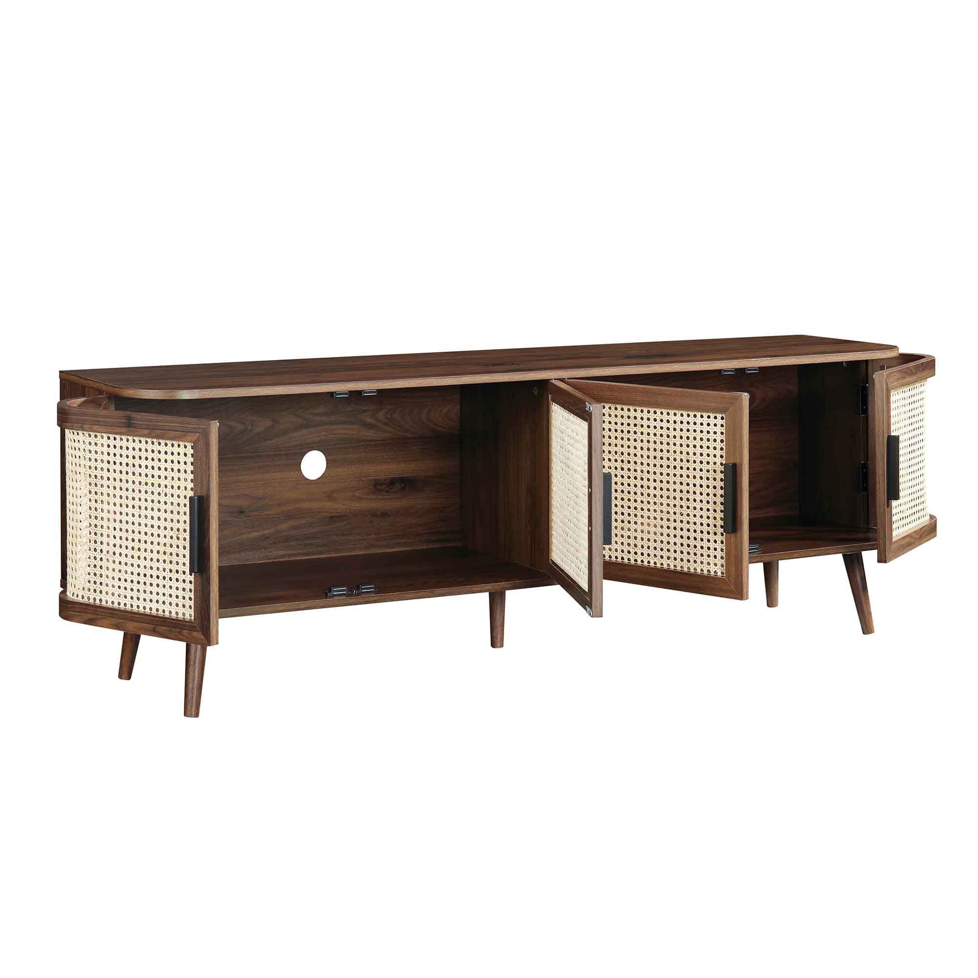 Izzy Curved Rattan 160cm Wide TV Unit, Walnut - Image 7