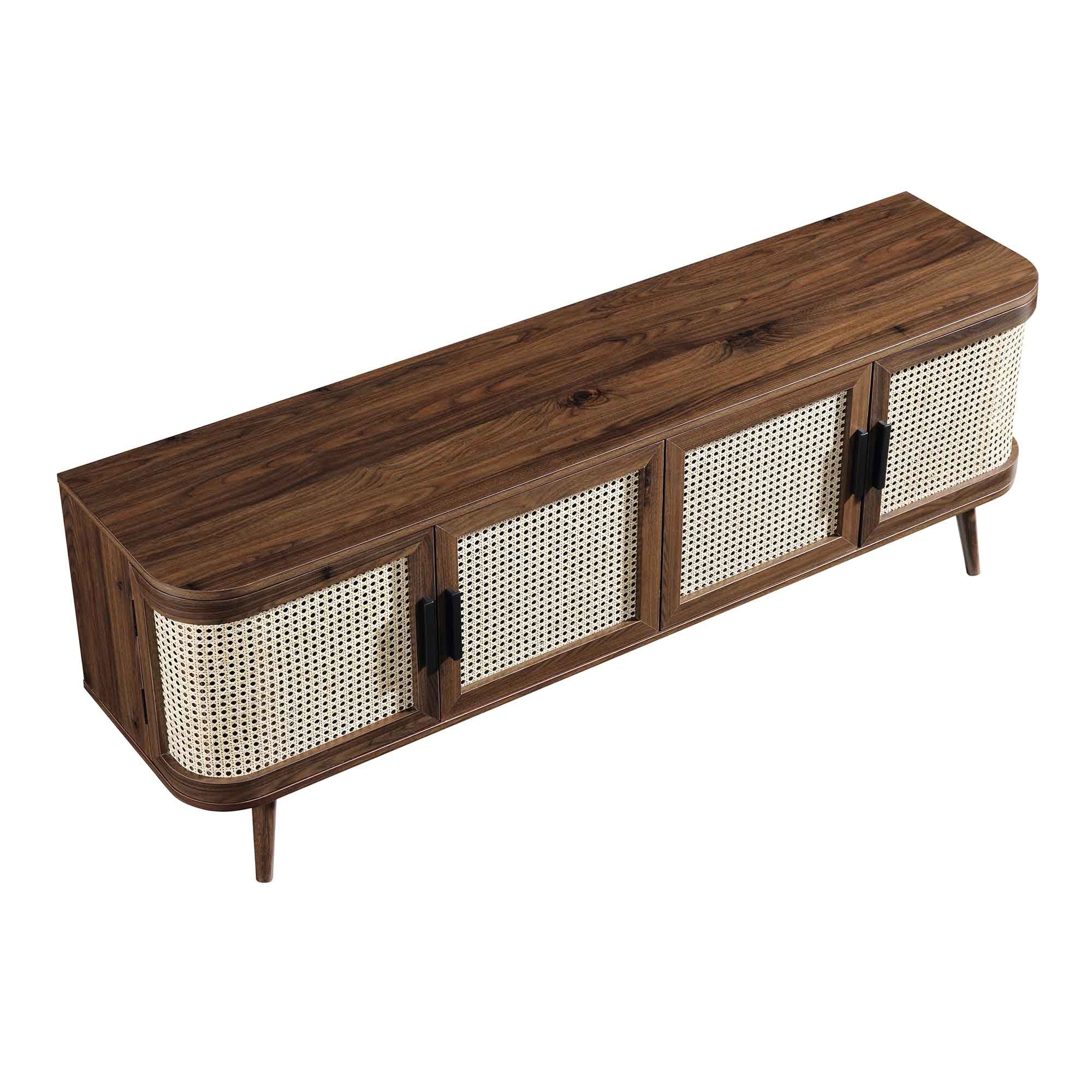 Izzy Curved Rattan 160cm Wide TV Unit, Walnut - Image 8