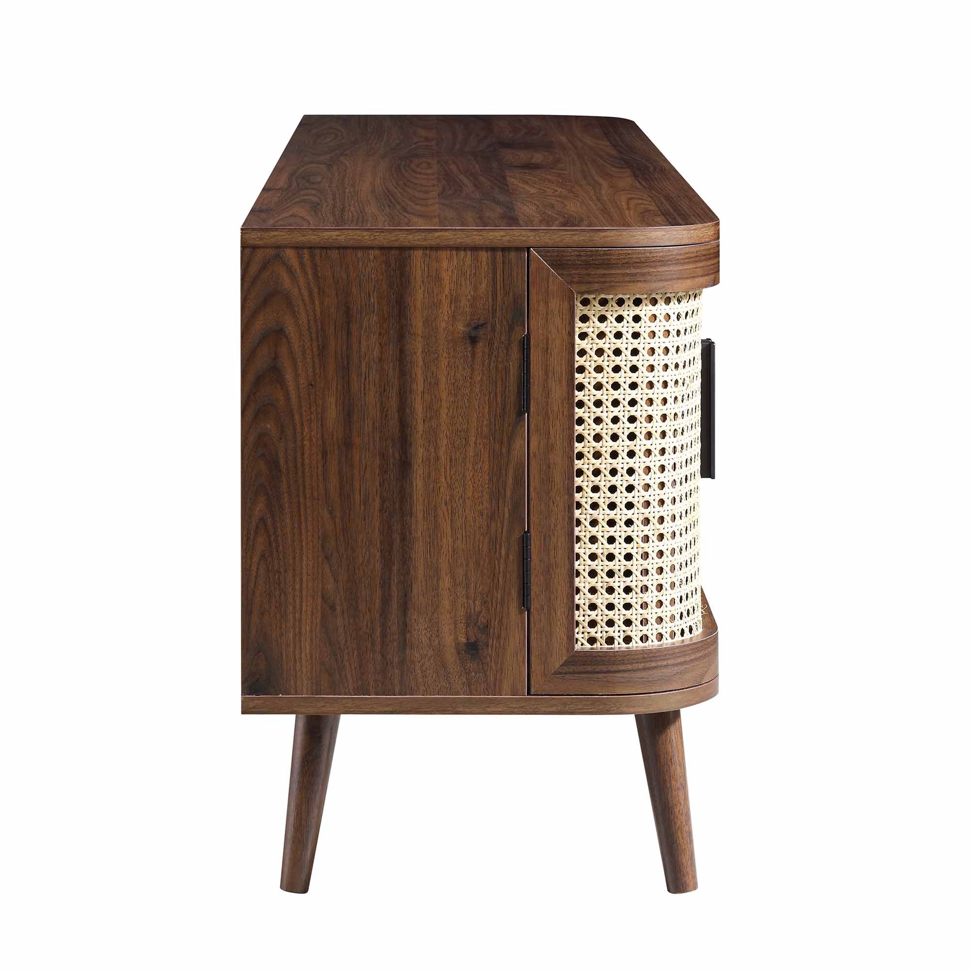 Izzy Curved Rattan 160cm Wide TV Unit, Walnut - Image 9